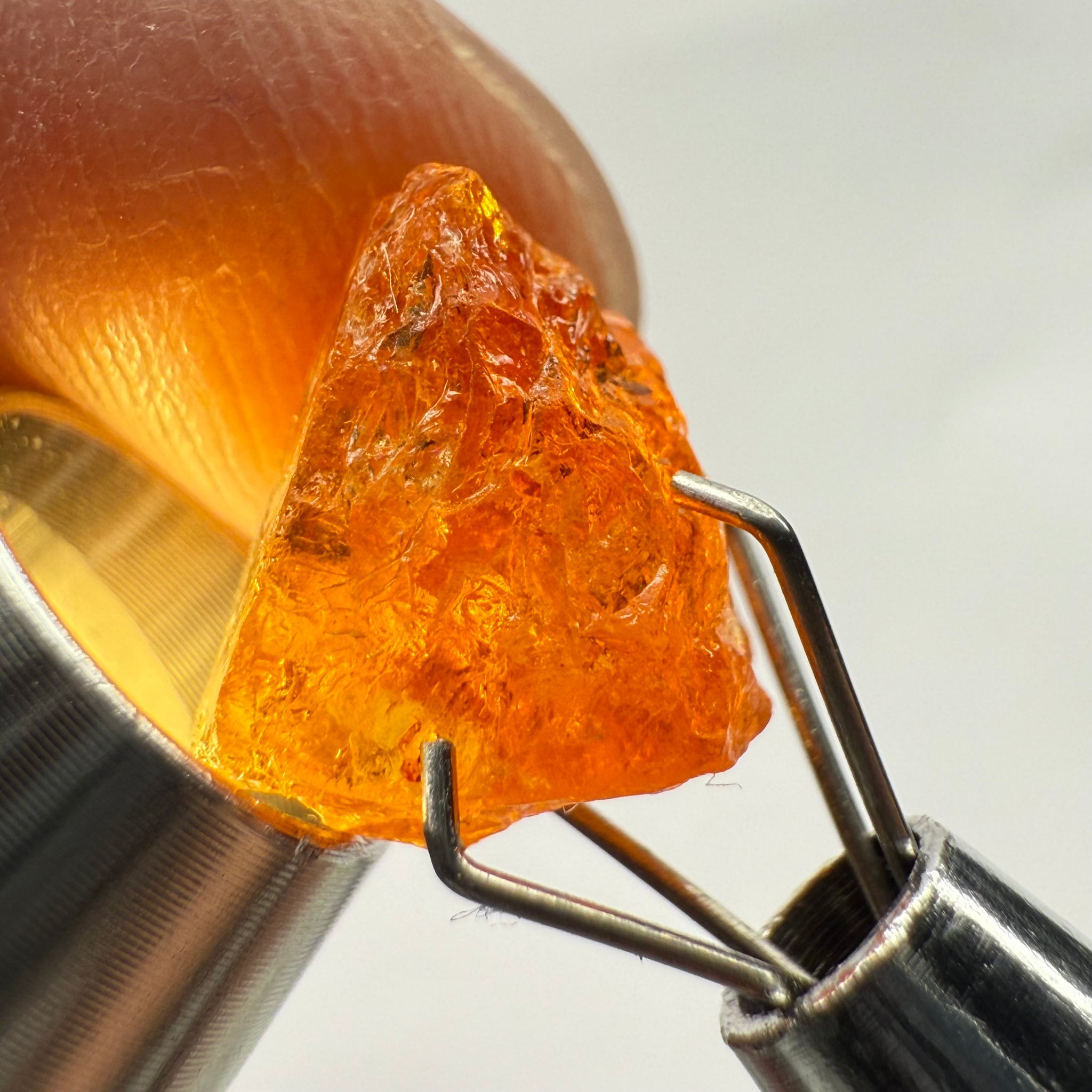 Mandarin Spessartite Garnet, 4.86ct, Loliondo, Tanzania, Untreated Unheated, shape is flattish, heavily included, see pictures for inclusion locations, and if it’s ok it’s priced really well