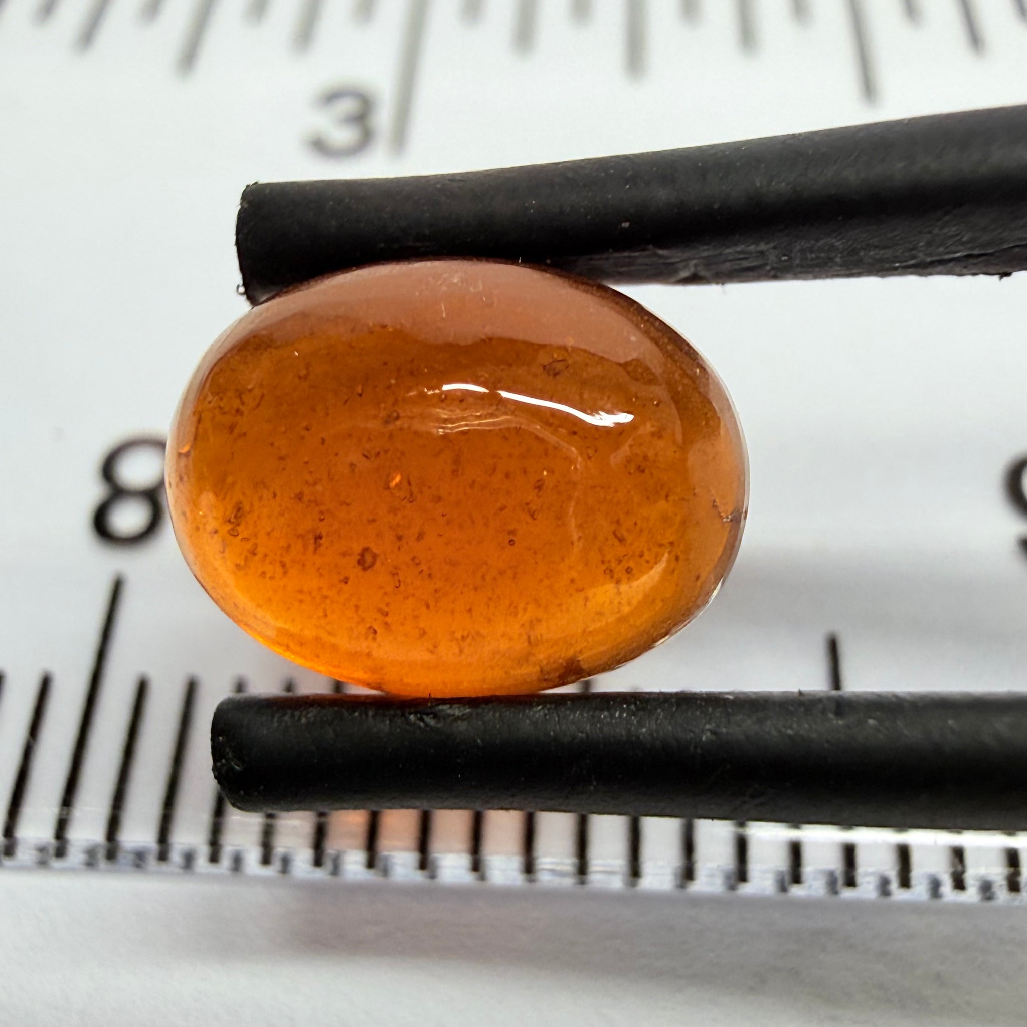 Mandarin Garnet Cabochon, Reddish Orange, 3.56ct, Tanzania, Untreated Unheated