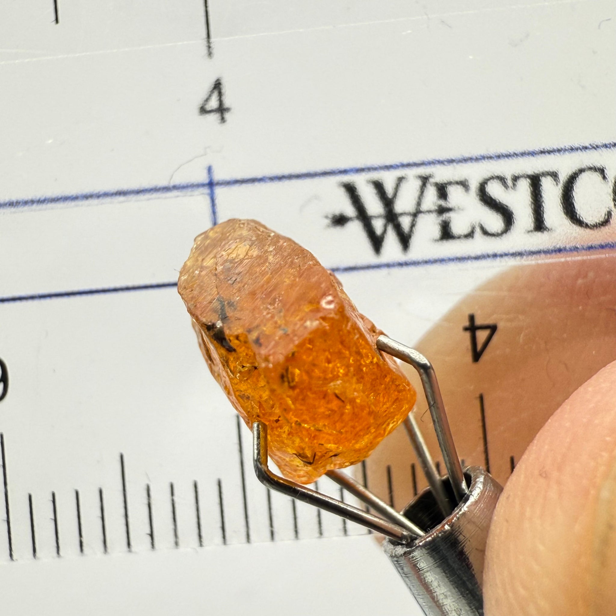 Mandarin Spessartite Garnet, 4.86ct, Loliondo, Tanzania, Untreated Unheated, shape is flattish, heavily included, see pictures for inclusion locations, and if it’s ok it’s priced really well