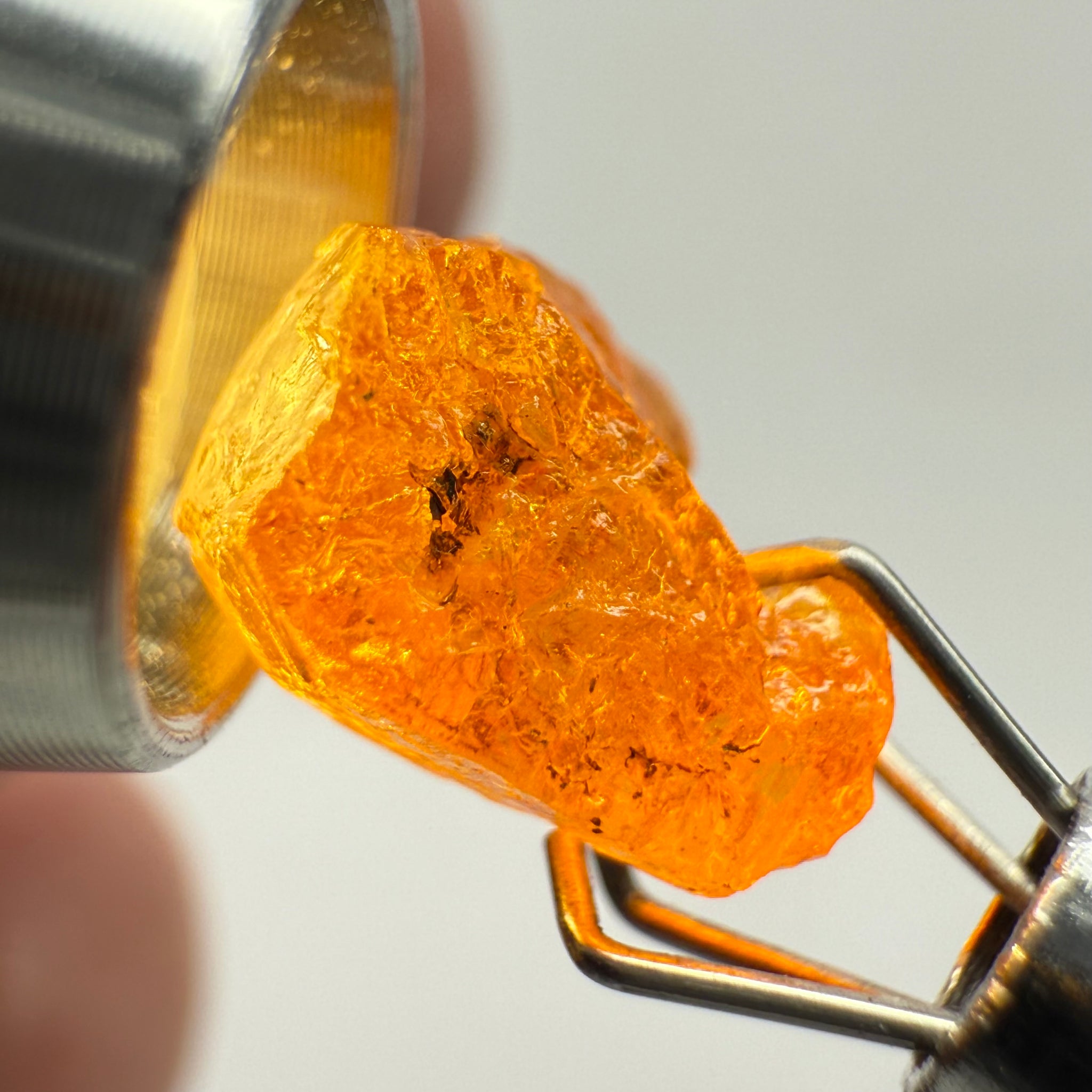 Mandarin Spessartite Garnet, 3.57ct, Loliondo, Tanzania, Untreated Unheated, slight inclusions and spotty, see pictures for spot an inclusion locations, and if it’s ok it’s priced really well