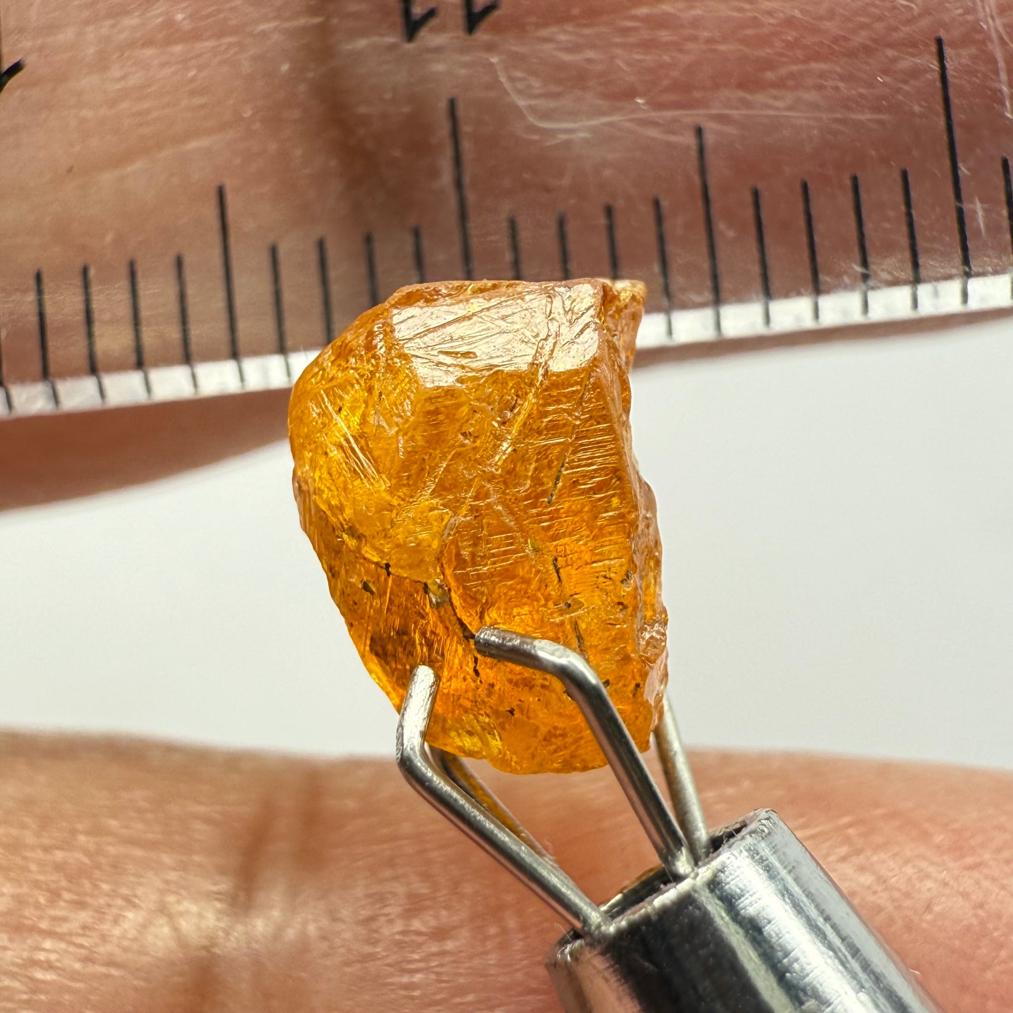 Mandarin Spessartite Garnet, 3.57ct, Loliondo, Tanzania, Untreated Unheated, slight inclusions and spotty, see pictures for spot an inclusion locations, and if it’s ok it’s priced really well