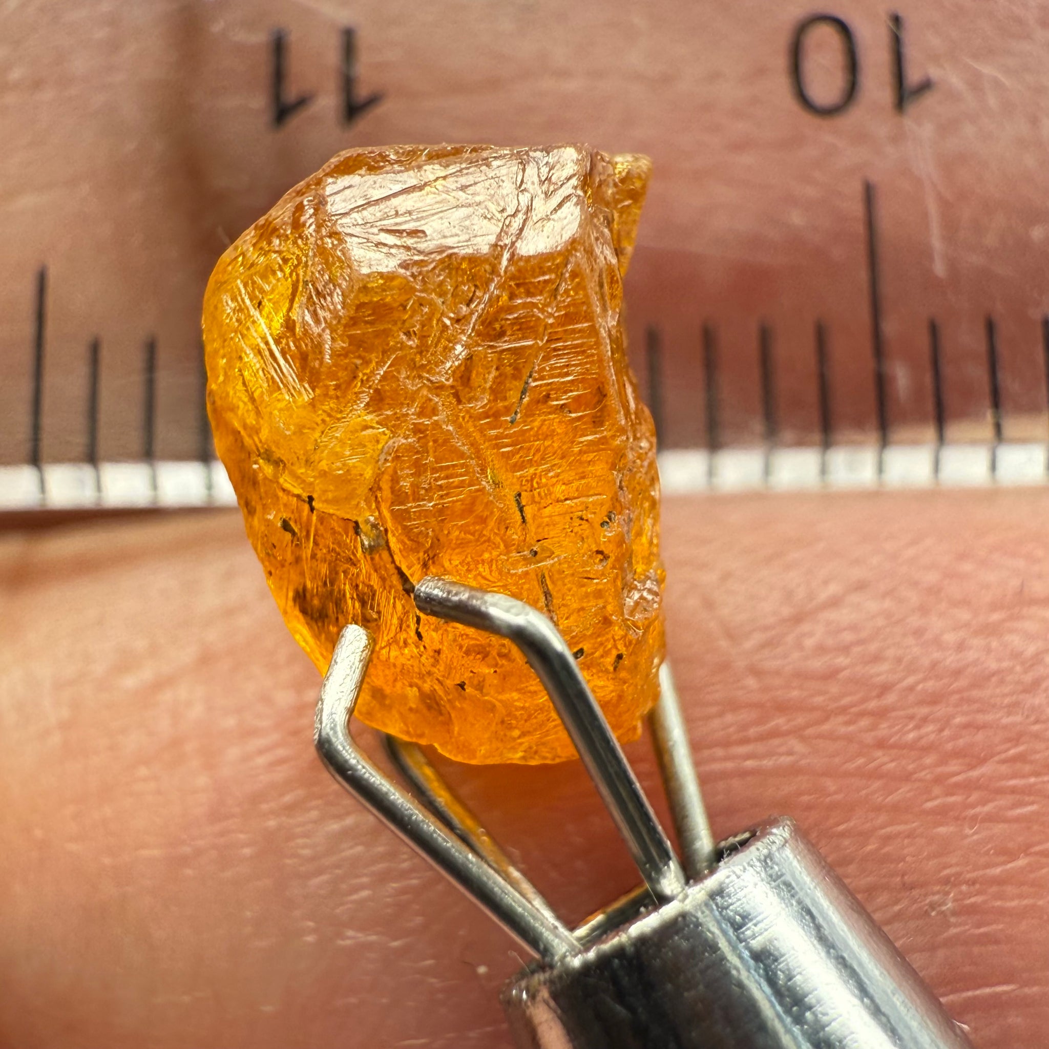 Mandarin Spessartite Garnet, 3.57ct, Loliondo, Tanzania, Untreated Unheated, slight inclusions and spotty, see pictures for spot an inclusion locations, and if it’s ok it’s priced really well