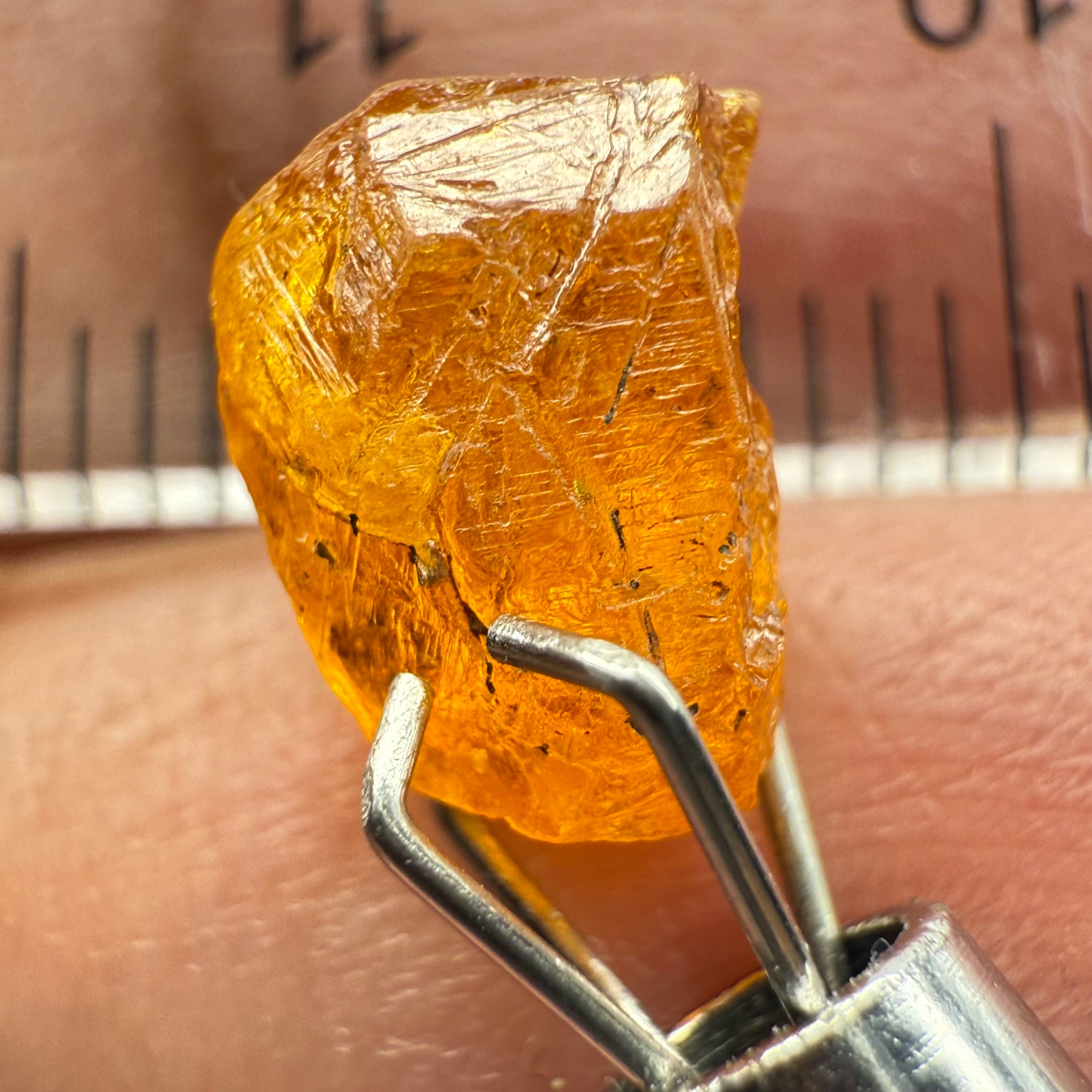 Mandarin Spessartite Garnet, 3.57ct, Loliondo, Tanzania, Untreated Unheated, slight inclusions and spotty, see pictures for spot an inclusion locations, and if it’s ok it’s priced really well