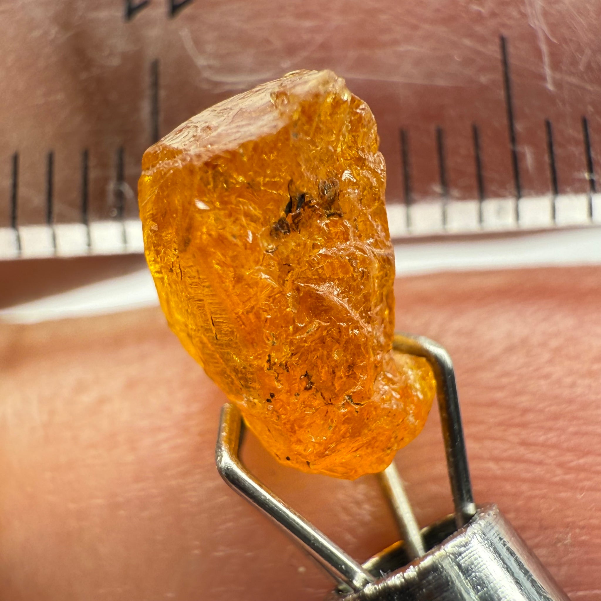 Mandarin Spessartite Garnet, 3.57ct, Loliondo, Tanzania, Untreated Unheated, slight inclusions and spotty, see pictures for spot an inclusion locations, and if it’s ok it’s priced really well