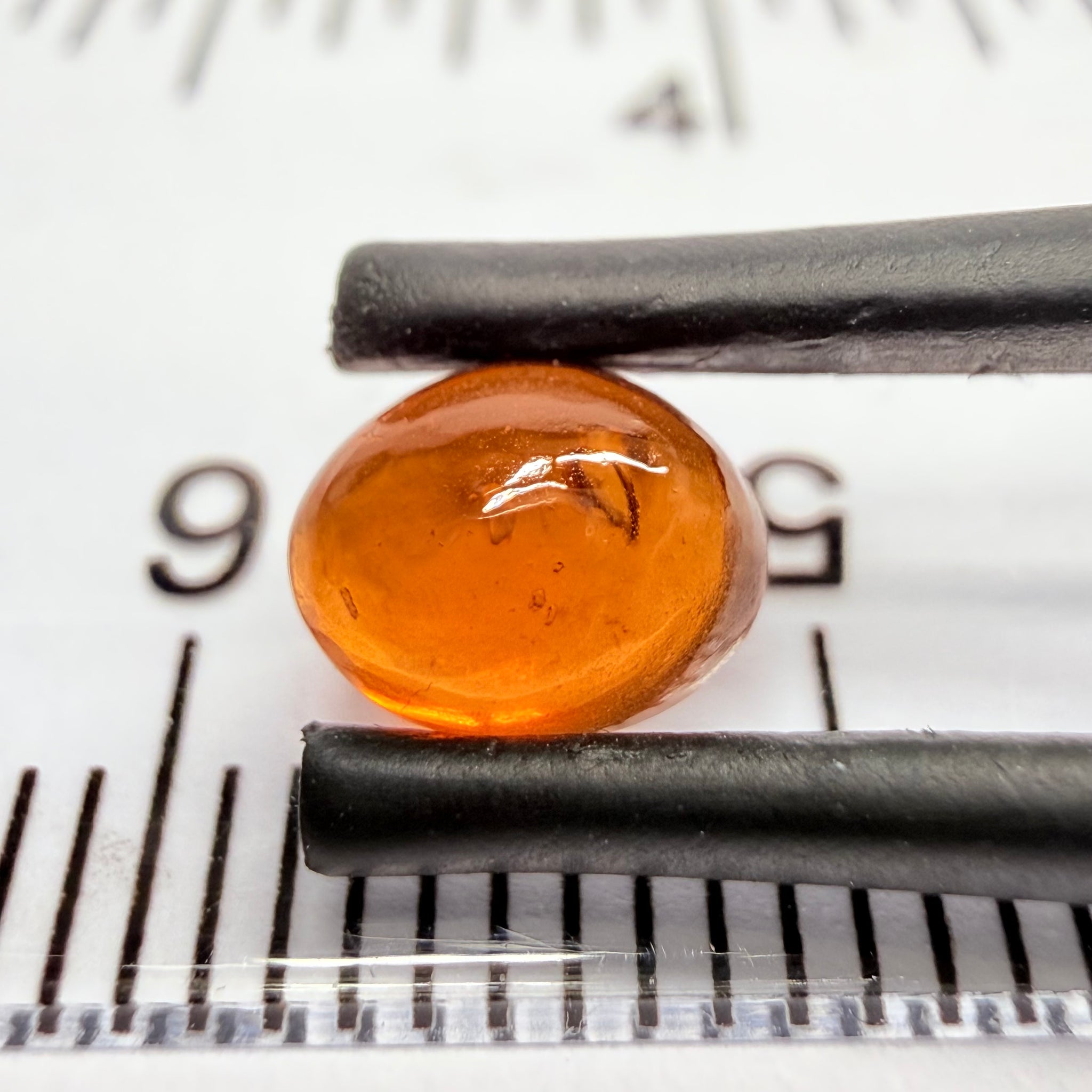 Mandarin Garnet Cabochon, Reddish Orange, 1.20ct, Tanzania, Untreated Unheated