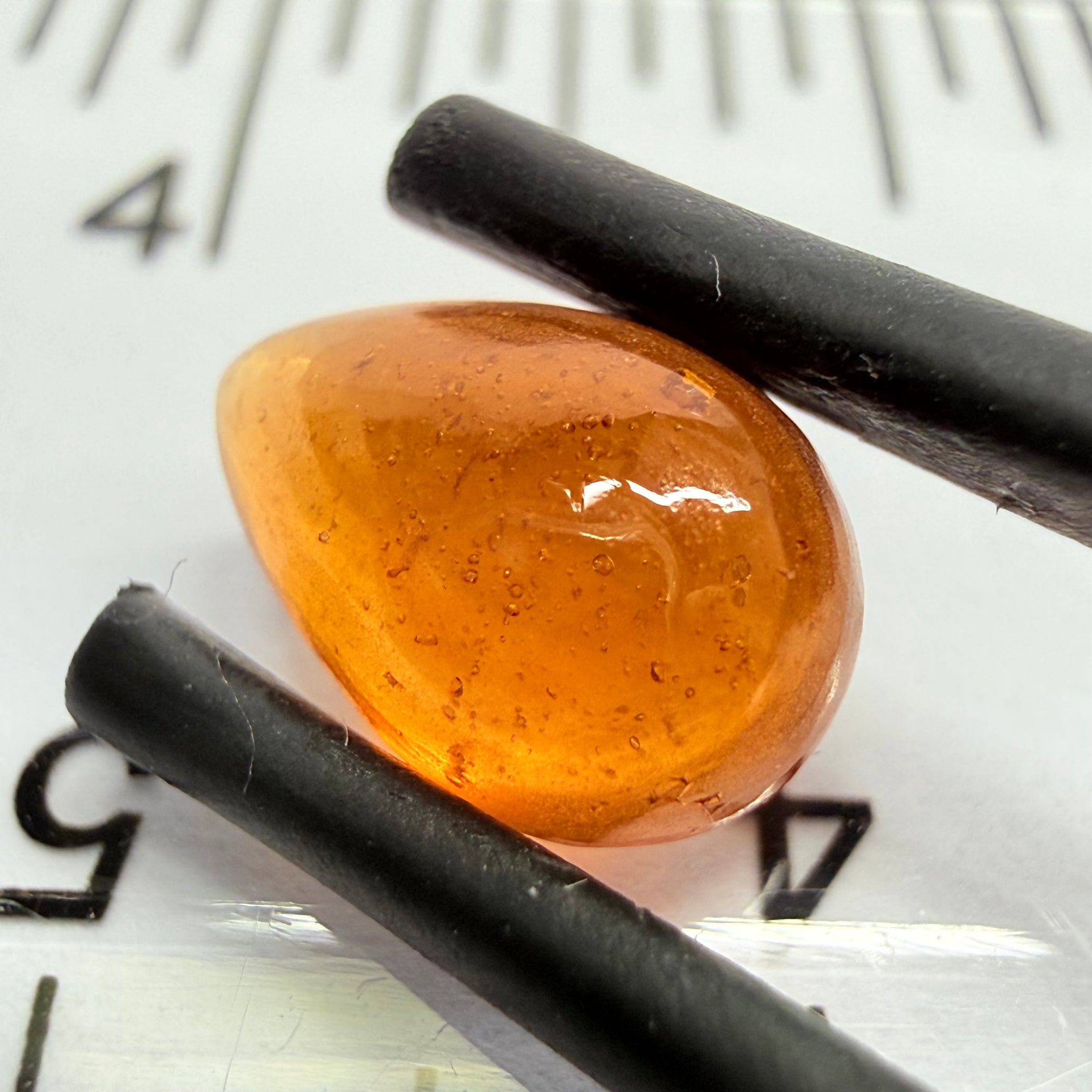 Mandarin Garnet Cabochon, Reddish Orange, 2.67ct, Tanzania, Untreated Unheated