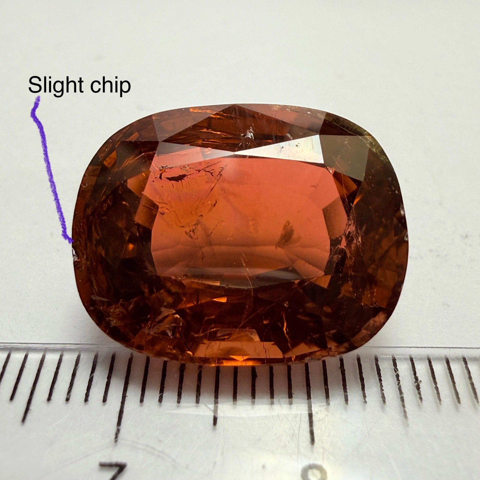 Tourmaline, 20.19ct, Congo, Untreated Unheated, included with slight chips, from an old stock, probably mined in the 80’s, use as is or recut