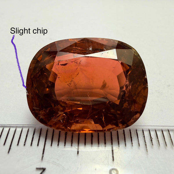 Tourmaline, 20.19ct, Congo, Untreated Unheated, included with slight chips, from an old stock, probably mined in the 80’s, use as is or recut