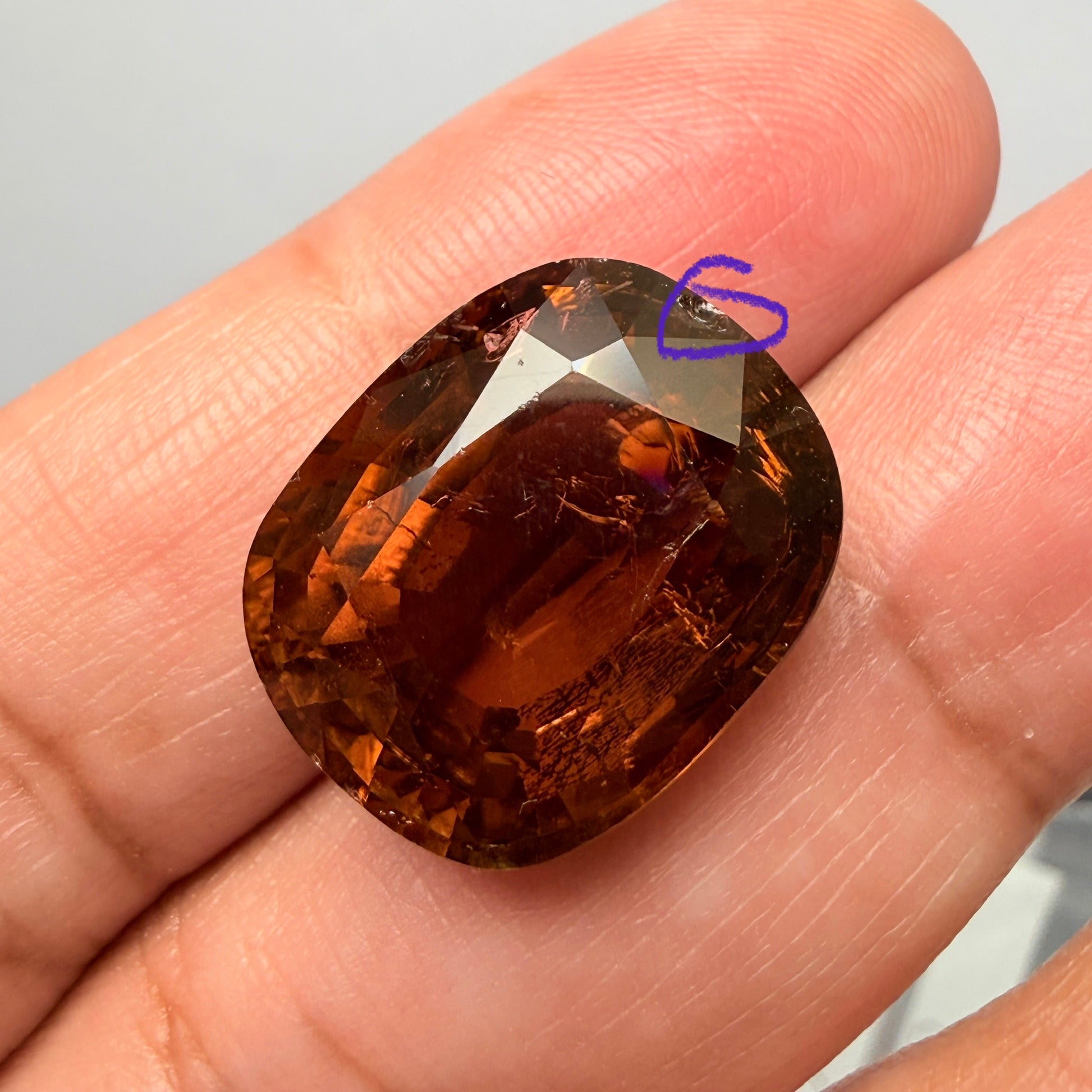 Tourmaline, 20.19ct, Congo, Untreated Unheated, included with slight chips, from an old stock, probably mined in the 80’s, use as is or recut