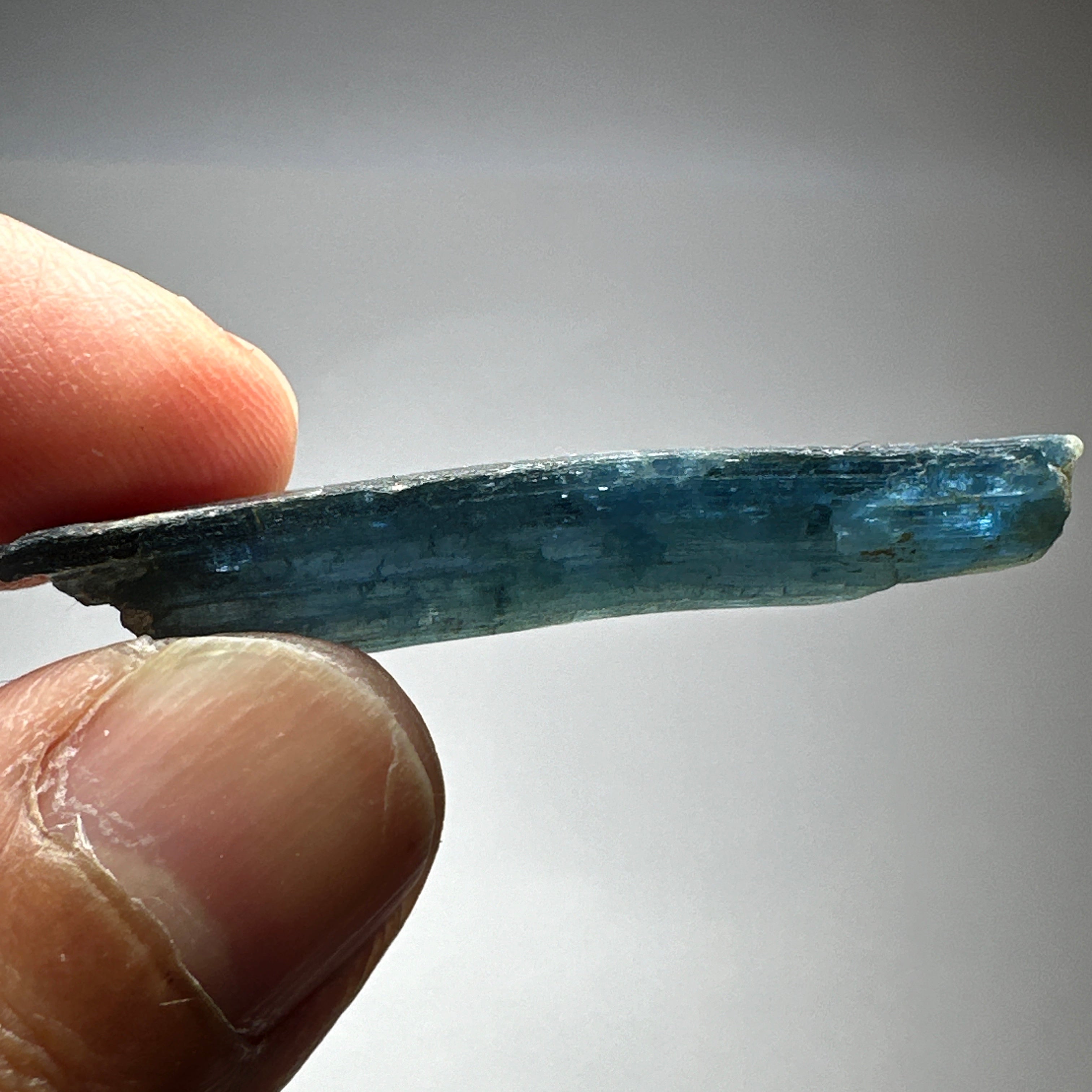 42.70ct Blue Kyanite Crystal, Kenya, Untreated Unheated, transparent and naturally bent