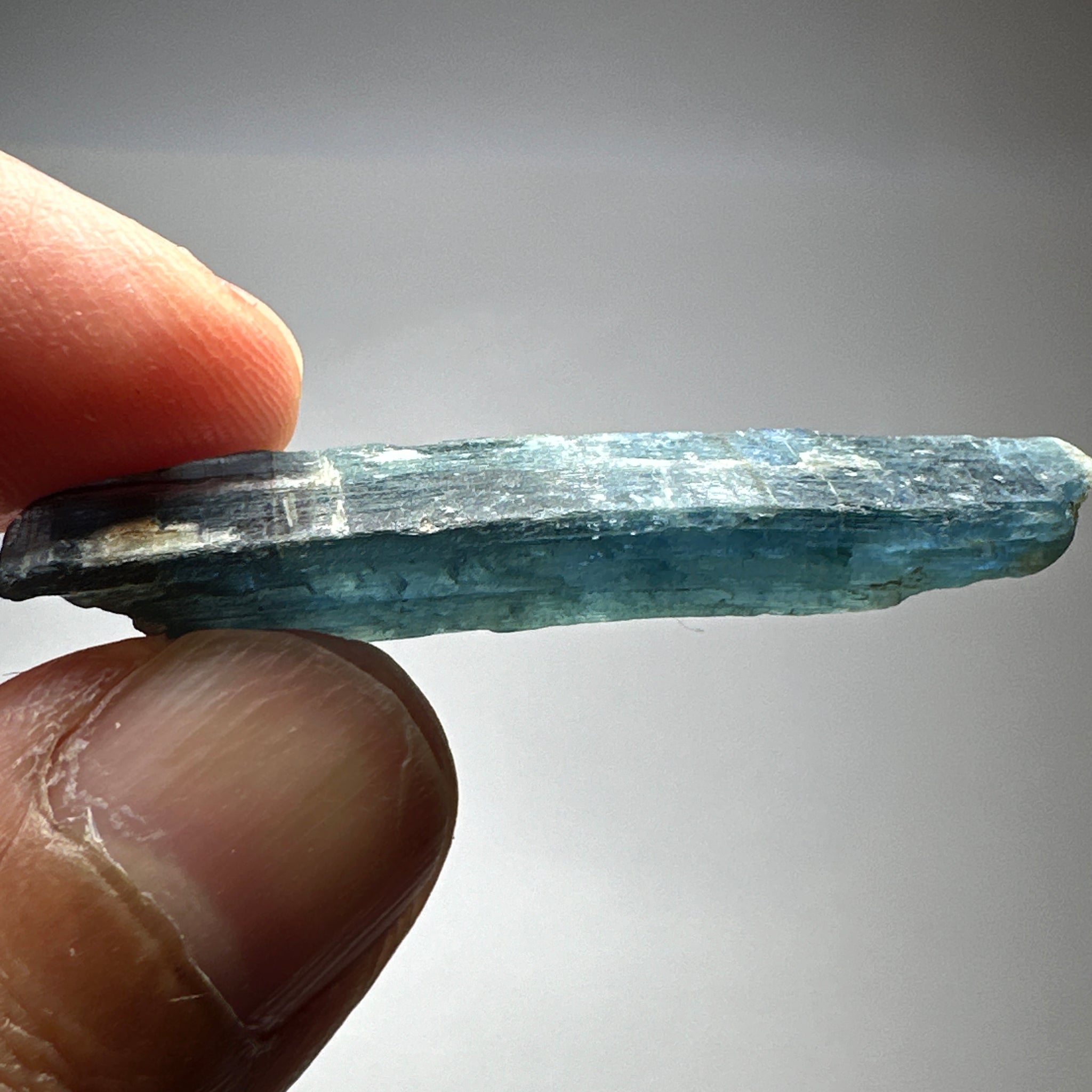 Blue Kyanite Crystal, 42.70ct, Kenya, Untreated Unheated, transparent and naturally bent