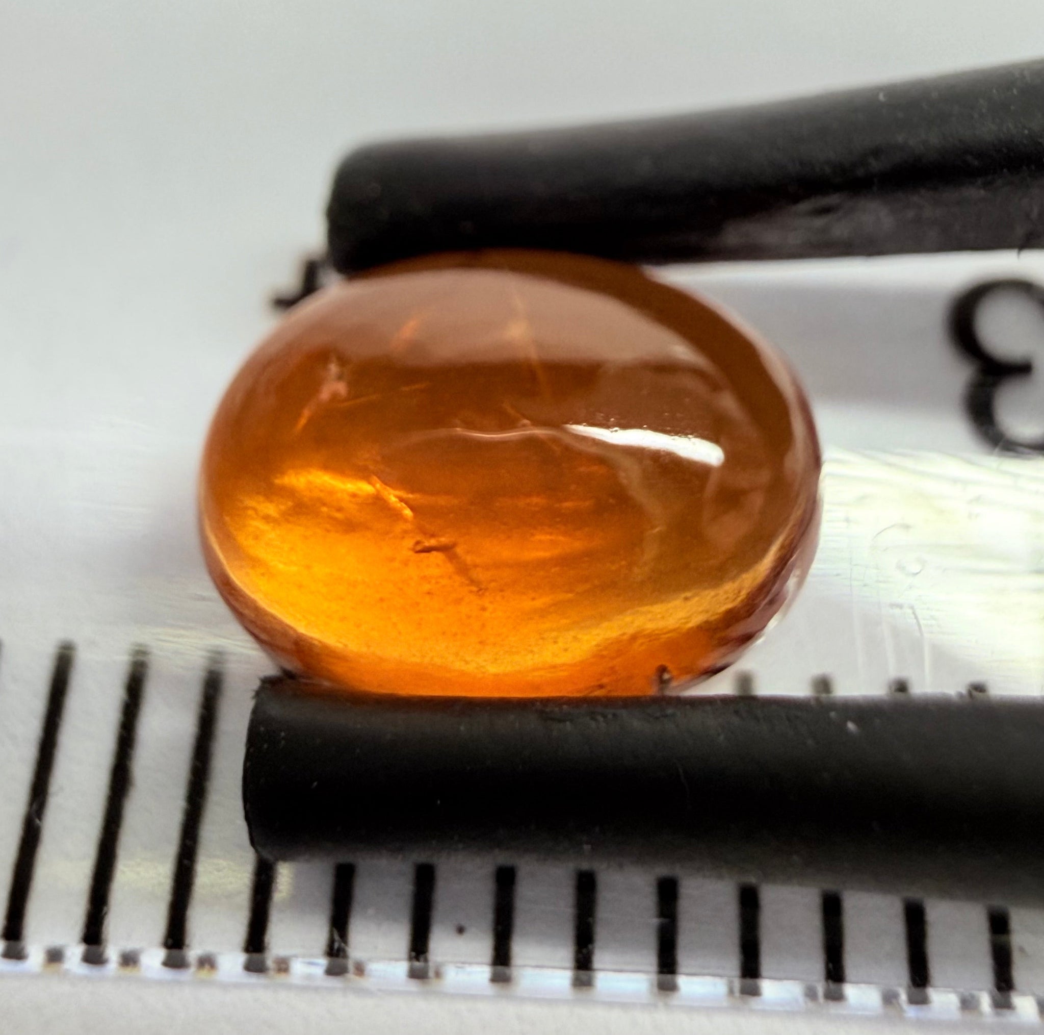 Mandarin Garnet Cabochon, Reddish Orange, 1.52ct, Tanzania, Untreated Unheated