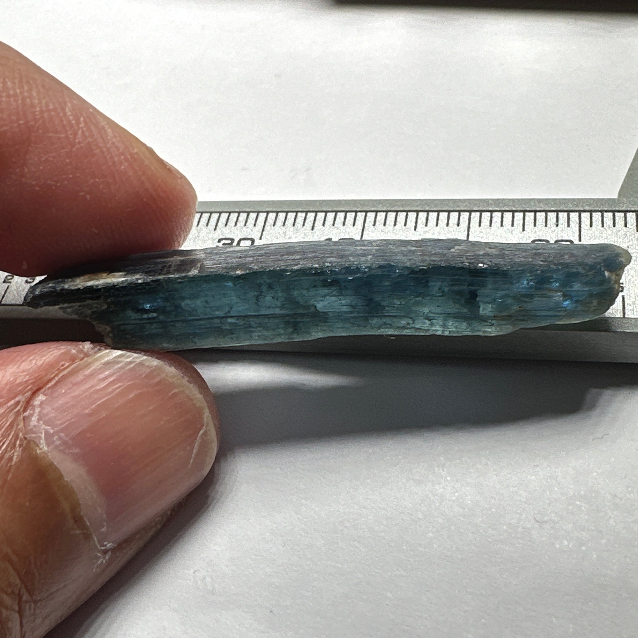 Blue Kyanite Crystal, 42.70ct, Kenya, Untreated Unheated, transparent and naturally bent