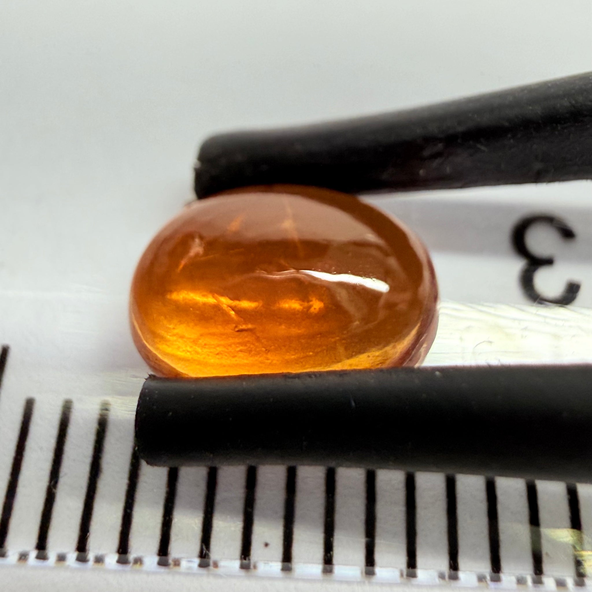 Mandarin Garnet Cabochon, Reddish Orange, 1.52ct, Tanzania, Untreated Unheated