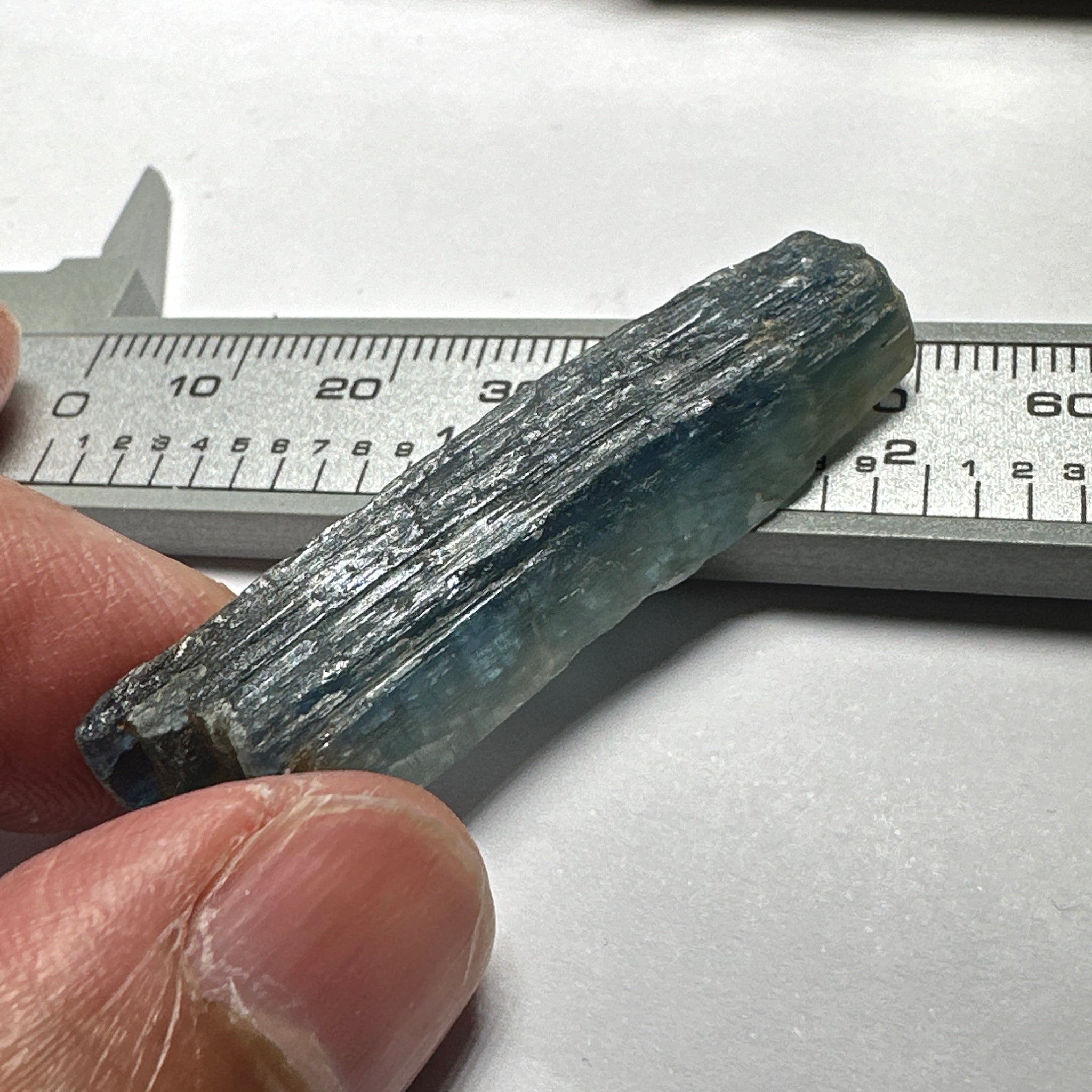 Blue Kyanite Crystal, 42.70ct, Kenya, Untreated Unheated, transparent and naturally bent