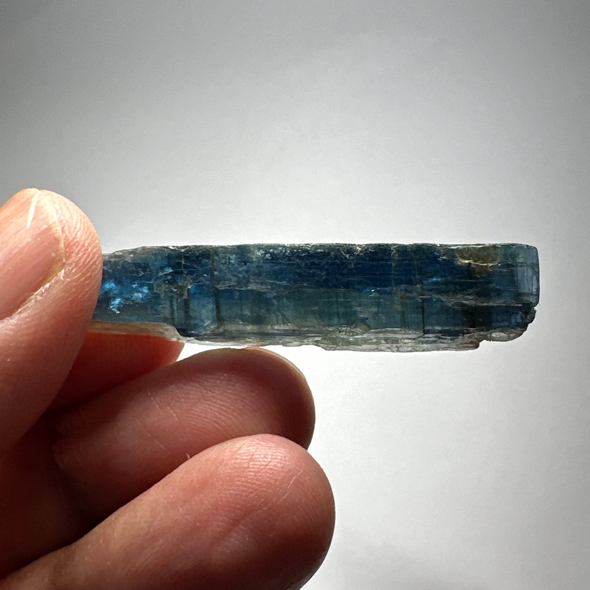 Blue Kyanite Crystal, 42.70ct, Kenya, Untreated Unheated, transparent and naturally bent