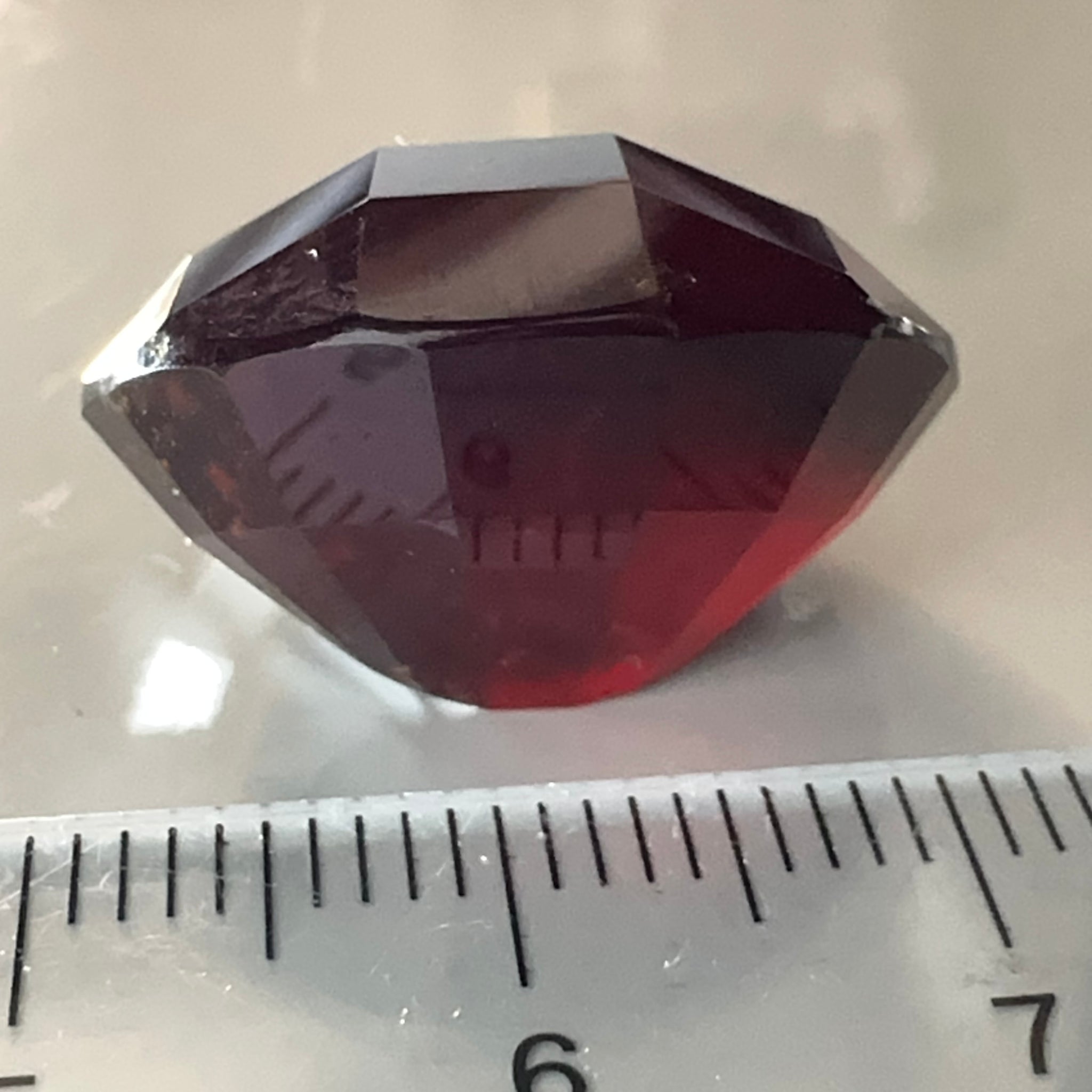 Hessonite Garnet, 33.51ct, Faceted Checkerboard Top, Tanzania, Untreated Unheated, a very slight chip on the girdle