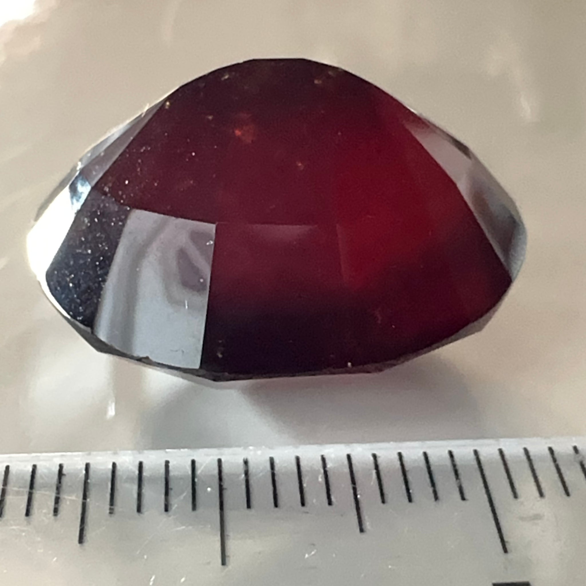 Hessonite Garnet, 33.51ct, Faceted Checkerboard Top, Tanzania, Untreated Unheated, a very slight chip on the girdle