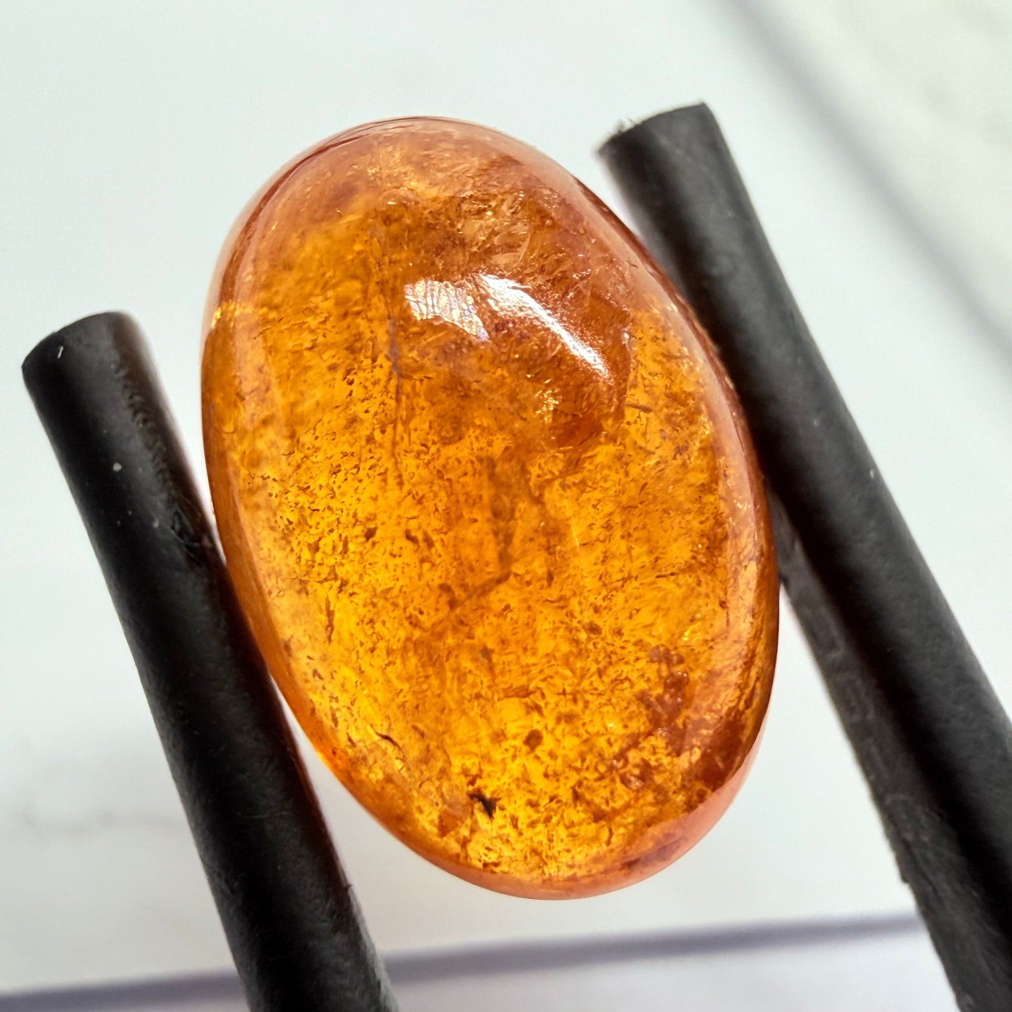 Mandarin Garnet Cabochon, Reddish Orange, 6.12ct, Tanzania, Untreated Unheated