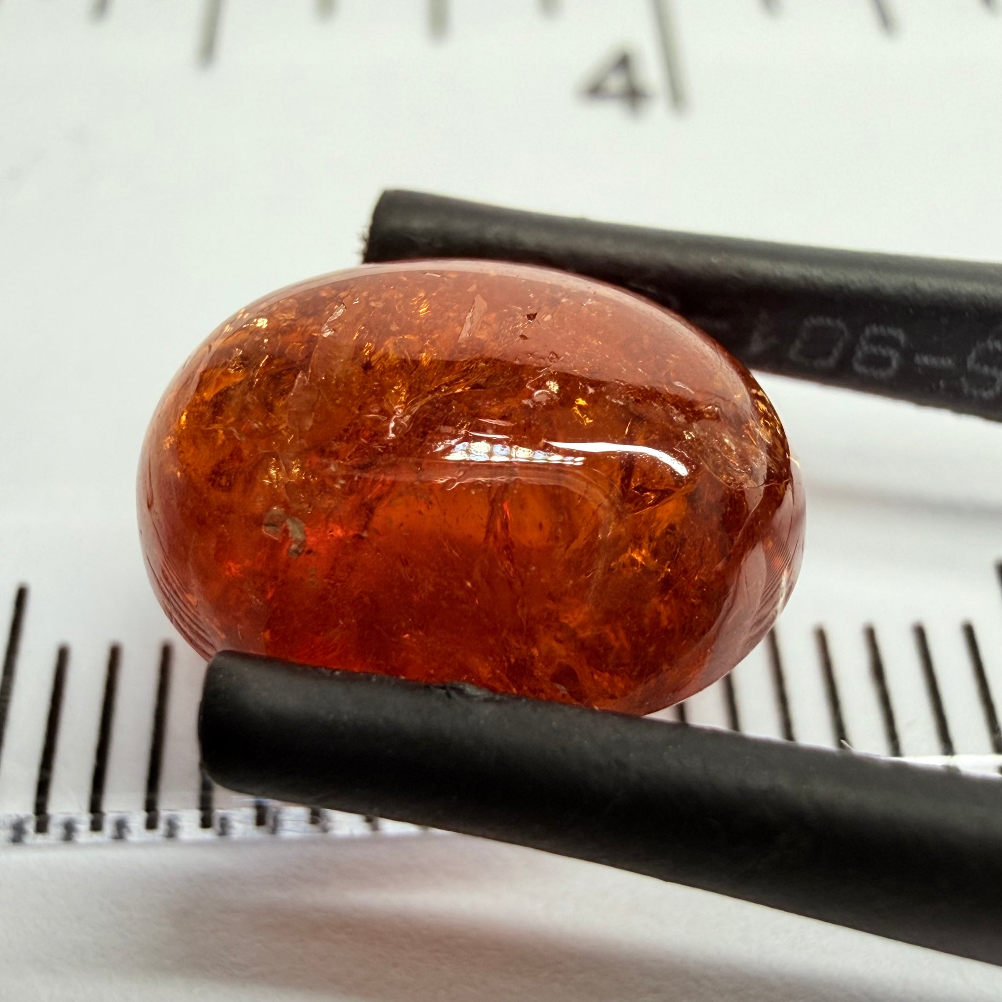 Mandarin Garnet Cabochon, Reddish Orange, 5.94ct, Tanzania, Untreated Unheated