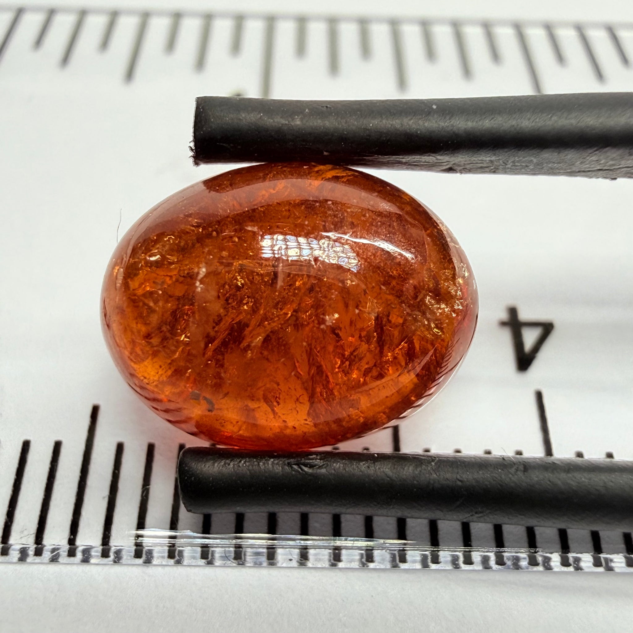 Mandarin Garnet Cabochon, Reddish Orange, 5.94ct, Tanzania, Untreated Unheated