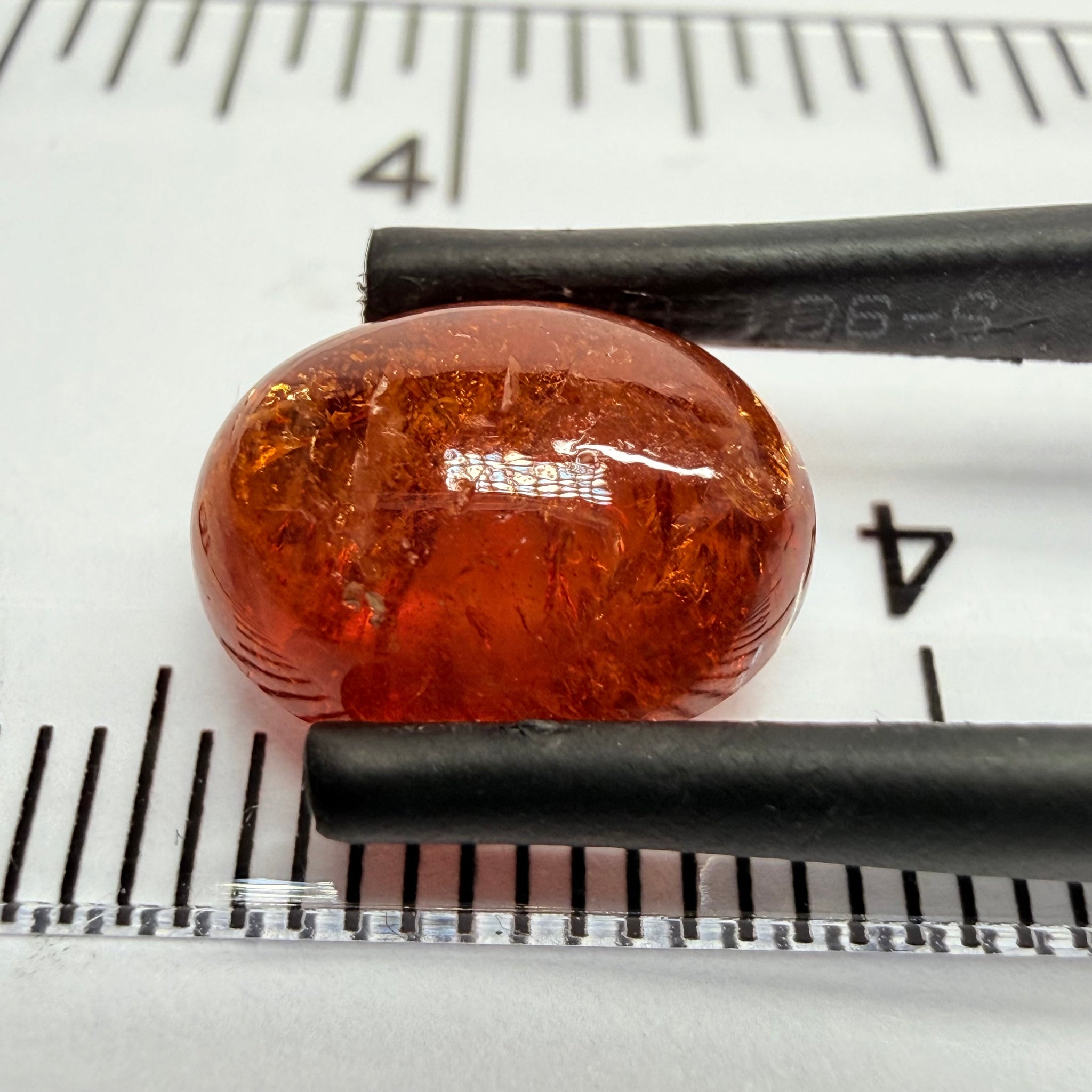 Mandarin Garnet Cabochon, Reddish Orange, 5.94ct, Tanzania, Untreated Unheated