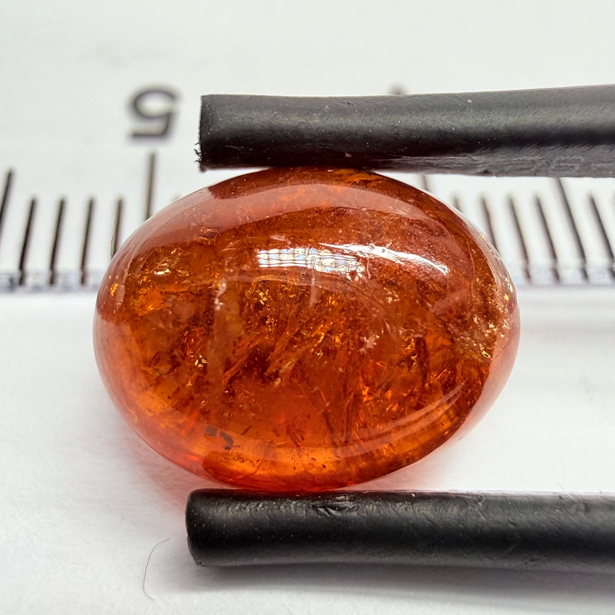 Mandarin Garnet Cabochon, Reddish Orange, 5.94ct, Tanzania, Untreated Unheated