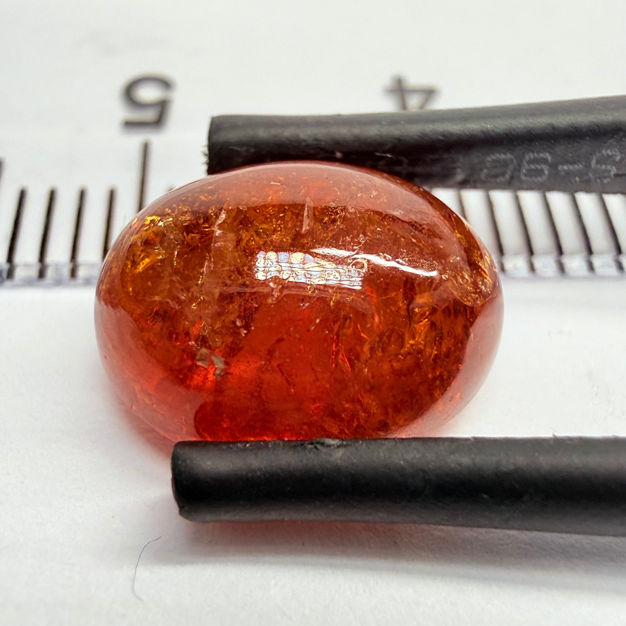 Mandarin Garnet Cabochon, Reddish Orange, 5.94ct, Tanzania, Untreated Unheated
