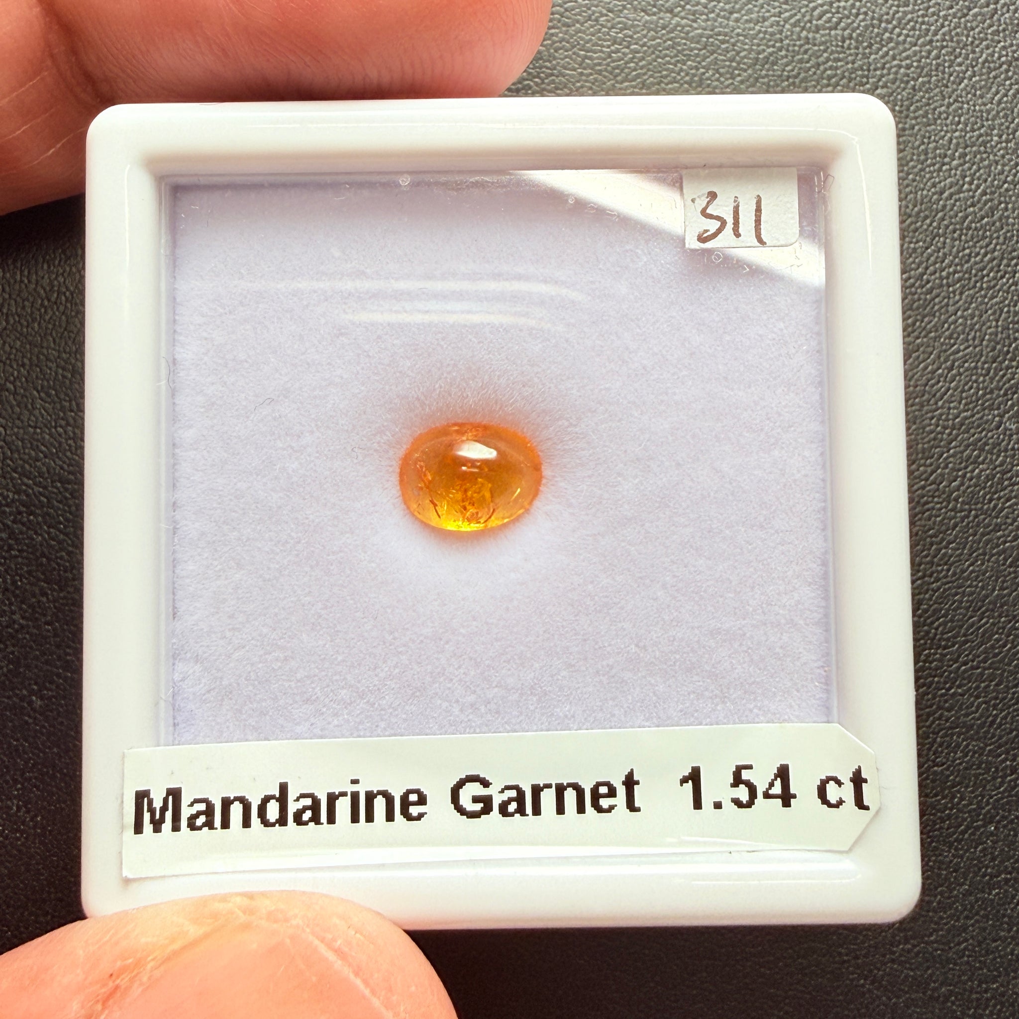 Mandarin Spessartite Cabochon, 1.54ct, Loliondo, Tanzania, Untreated Unheated