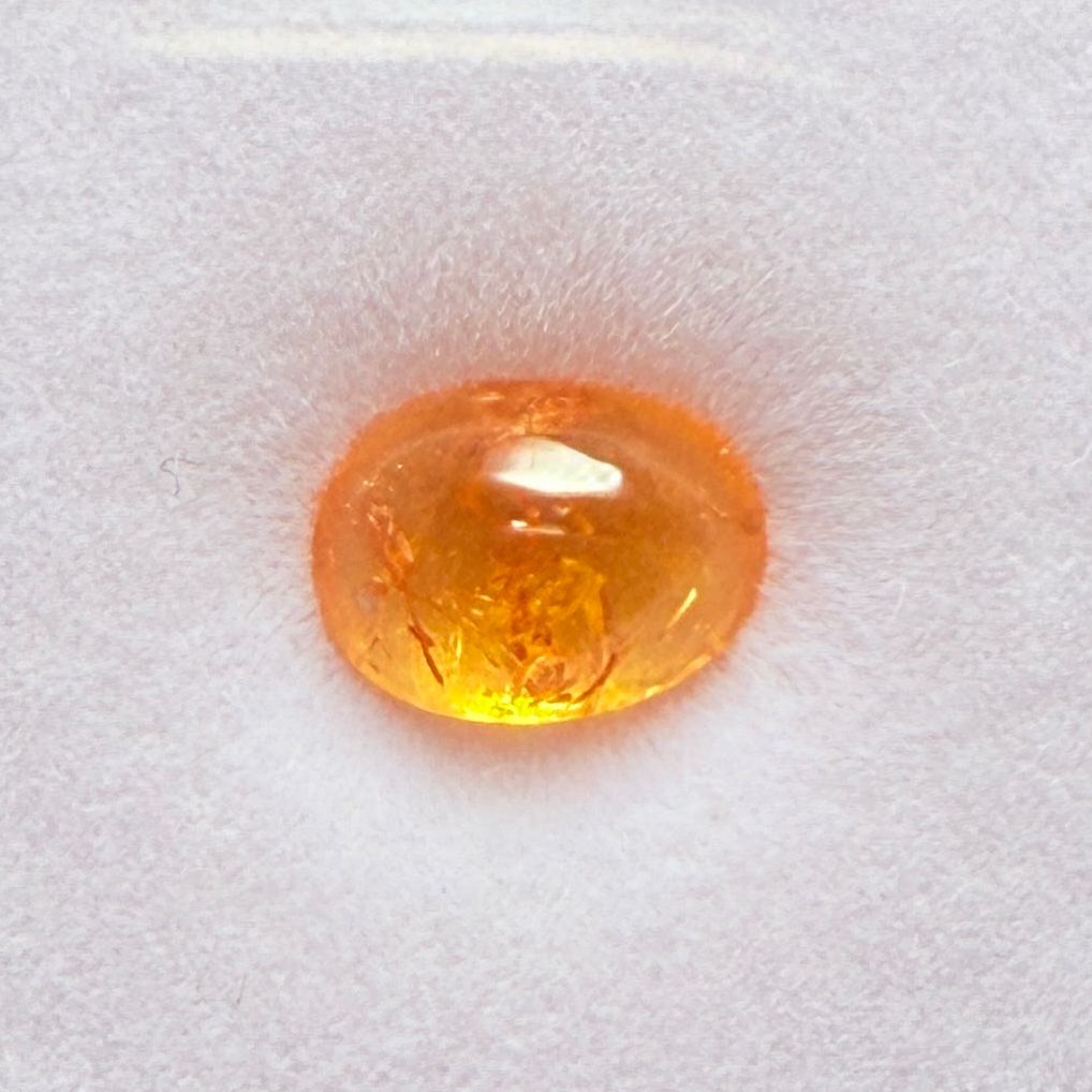 Mandarin Spessartite Cabochon, 1.54ct, Loliondo, Tanzania, Untreated Unheated