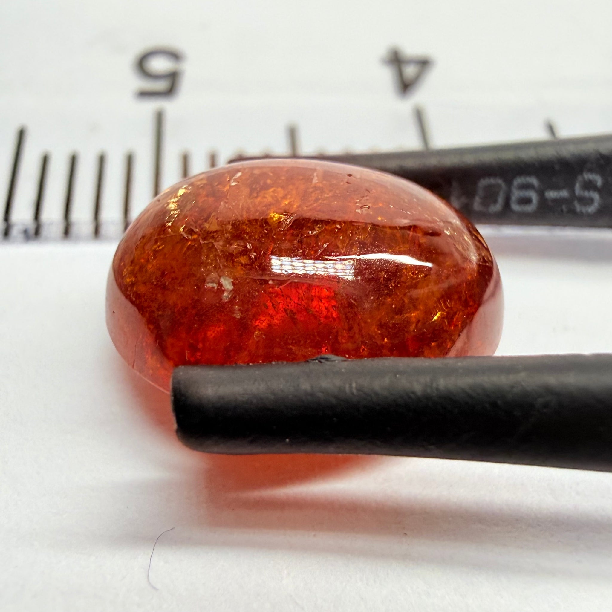 Mandarin Garnet Cabochon, Reddish Orange, 5.94ct, Tanzania, Untreated Unheated