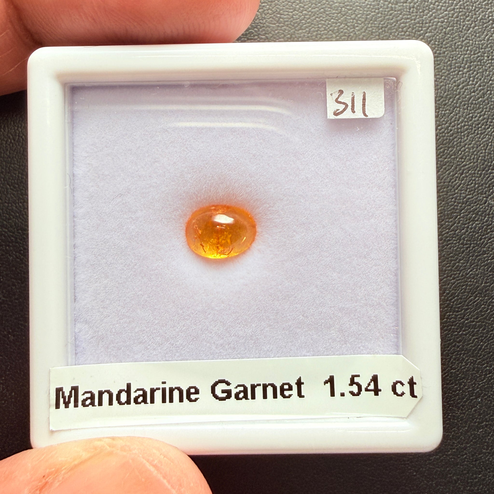 Mandarin Spessartite Cabochon, 1.54ct, Loliondo, Tanzania, Untreated Unheated