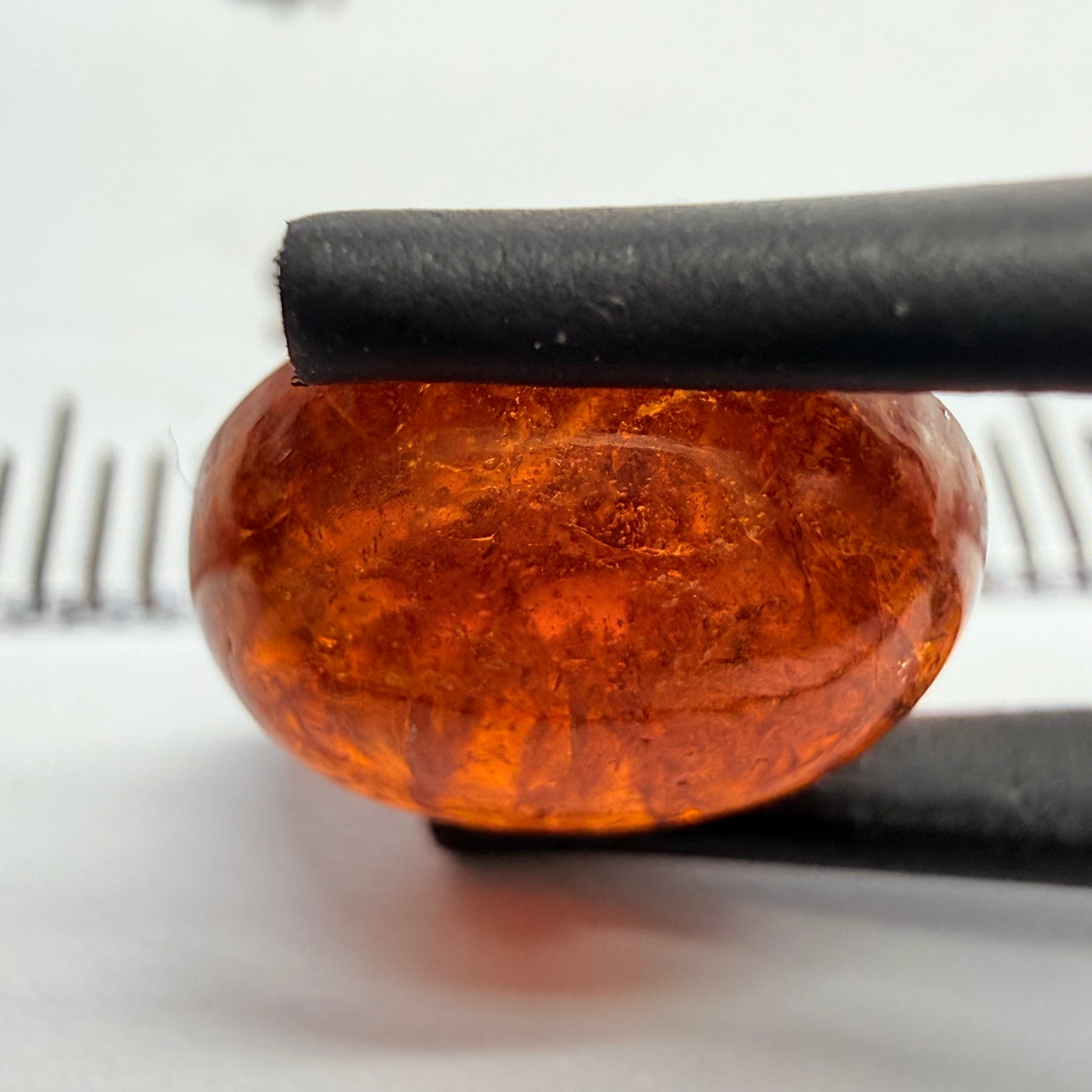 Mandarin Garnet Cabochon, Reddish Orange, 5.94ct, Tanzania, Untreated Unheated
