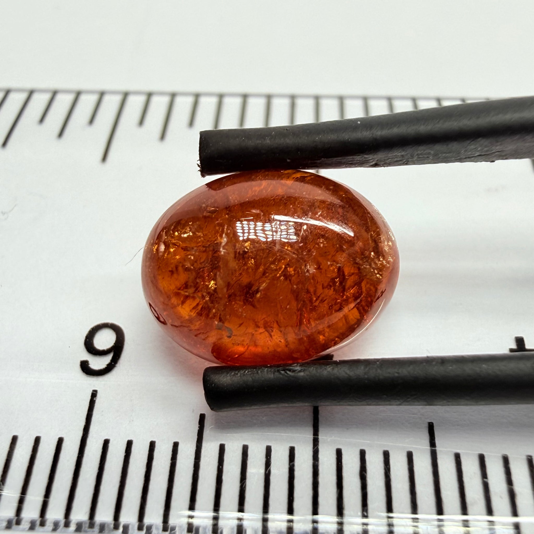 Mandarin Garnet Cabochon, Reddish Orange, 5.94ct, Tanzania, Untreated Unheated