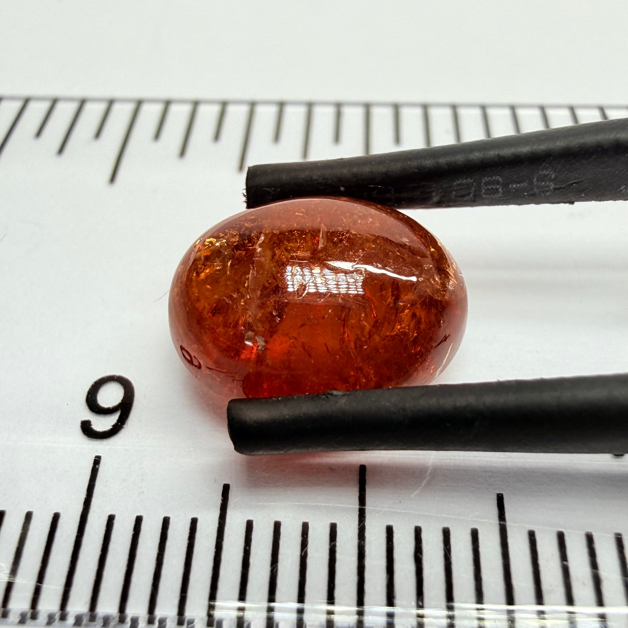 Mandarin Garnet Cabochon, Reddish Orange, 5.94ct, Tanzania, Untreated Unheated