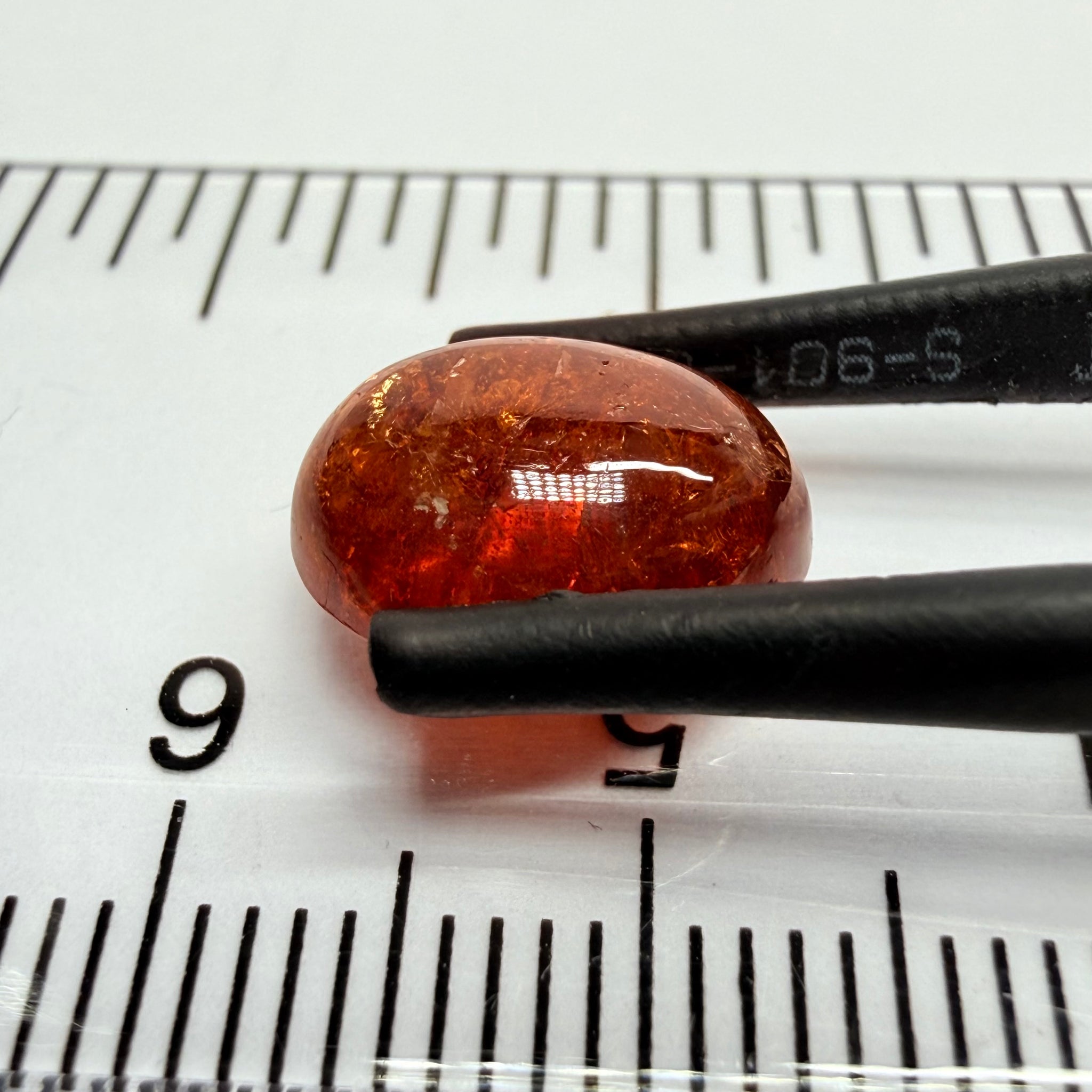Mandarin Garnet Cabochon, Reddish Orange, 5.94ct, Tanzania, Untreated Unheated