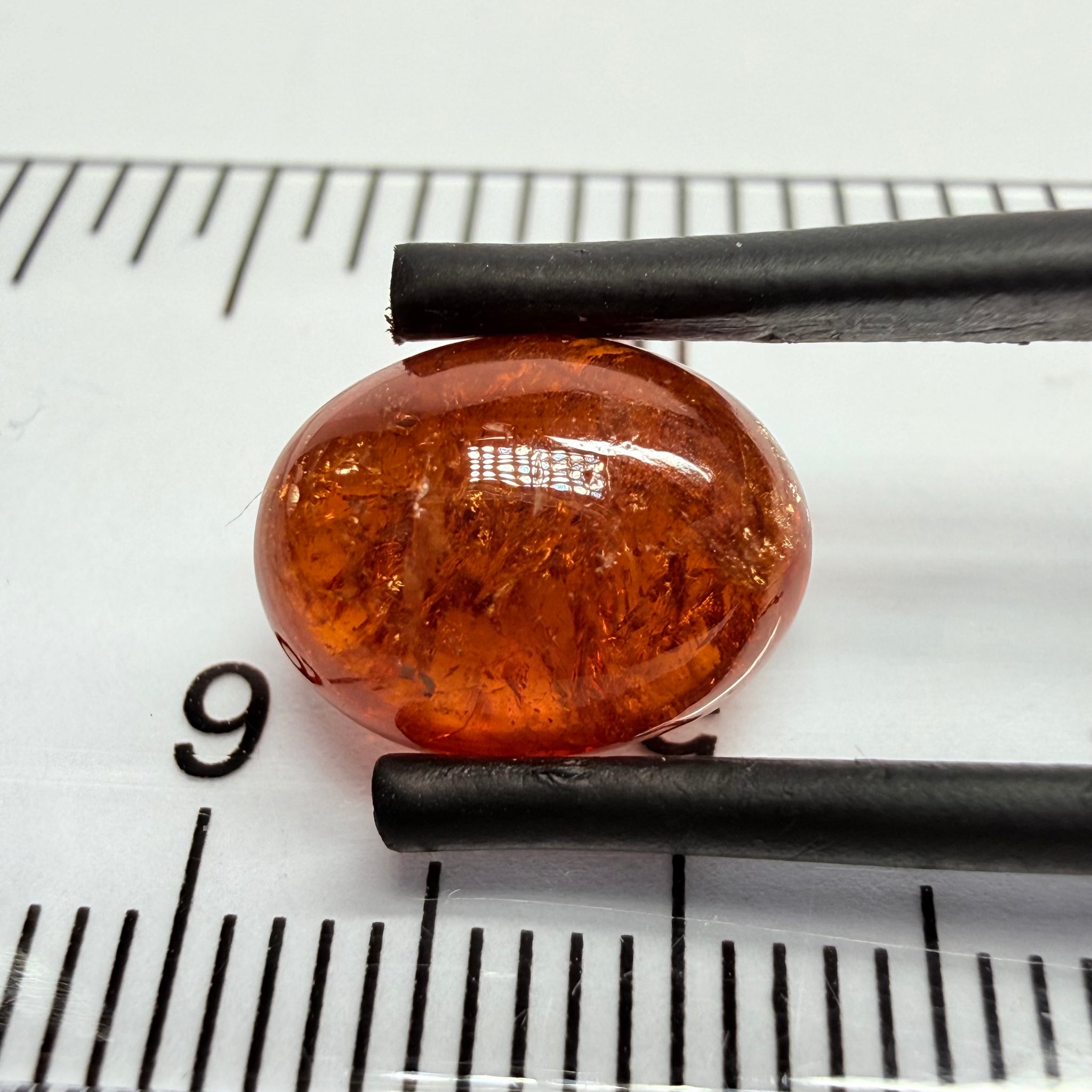 Mandarin Garnet Cabochon, Reddish Orange, 5.94ct, Tanzania, Untreated Unheated