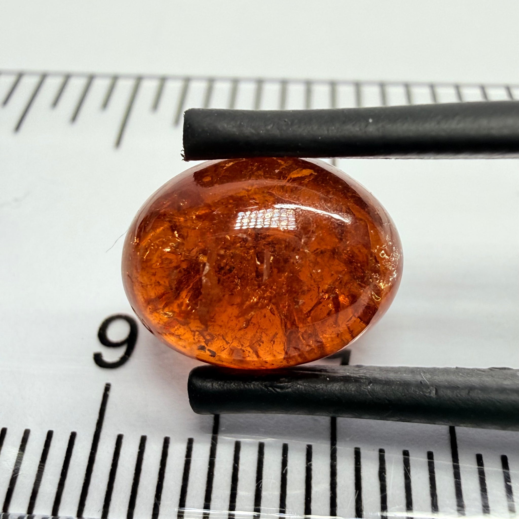 Mandarin Garnet Cabochon, Reddish Orange, 5.94ct, Tanzania, Untreated Unheated