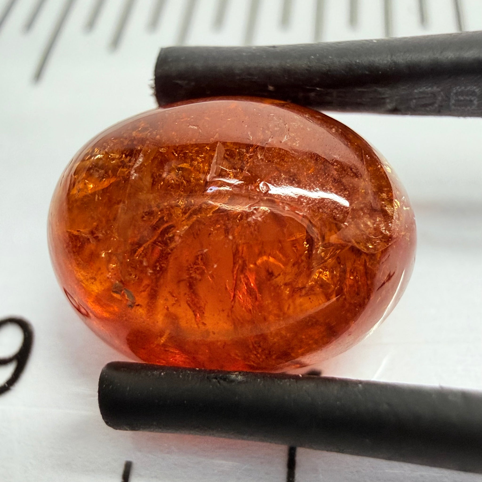 Mandarin Garnet Cabochon, Reddish Orange, 5.94ct, Tanzania, Untreated Unheated