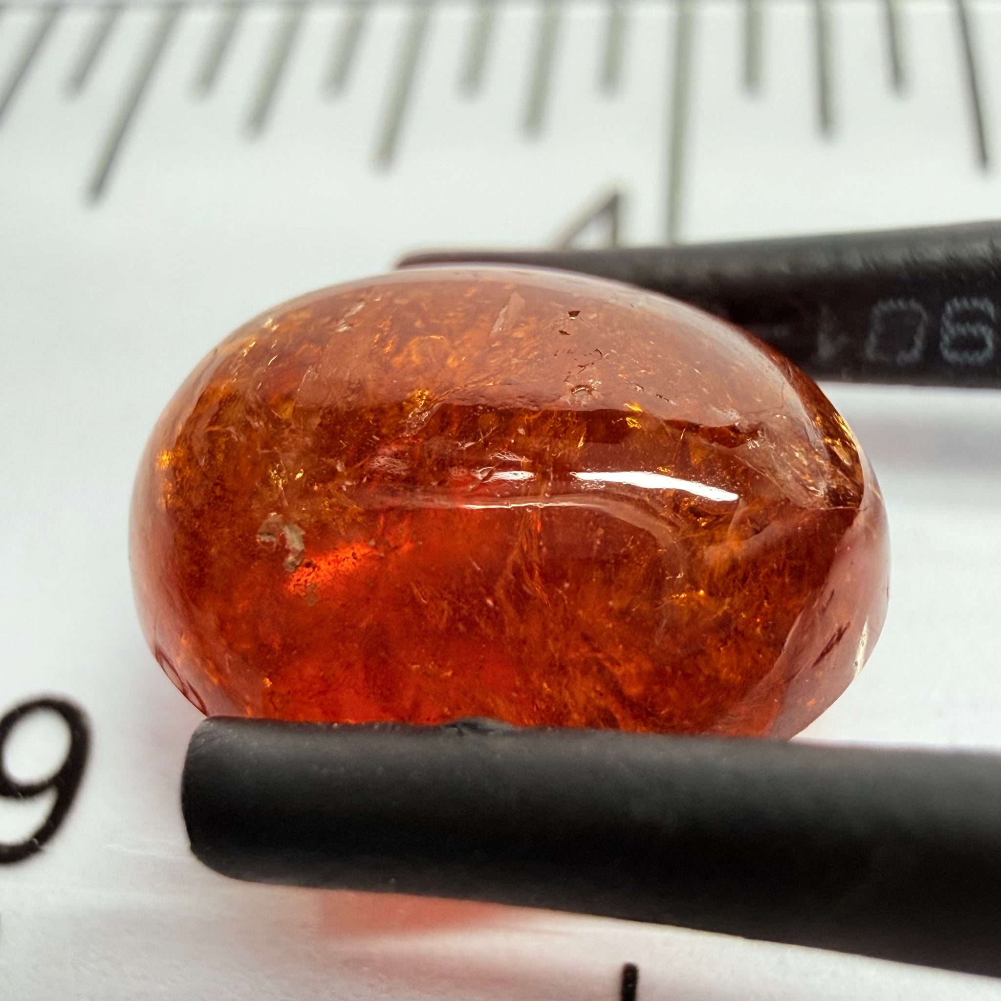 Mandarin Garnet Cabochon, Reddish Orange, 5.94ct, Tanzania, Untreated Unheated