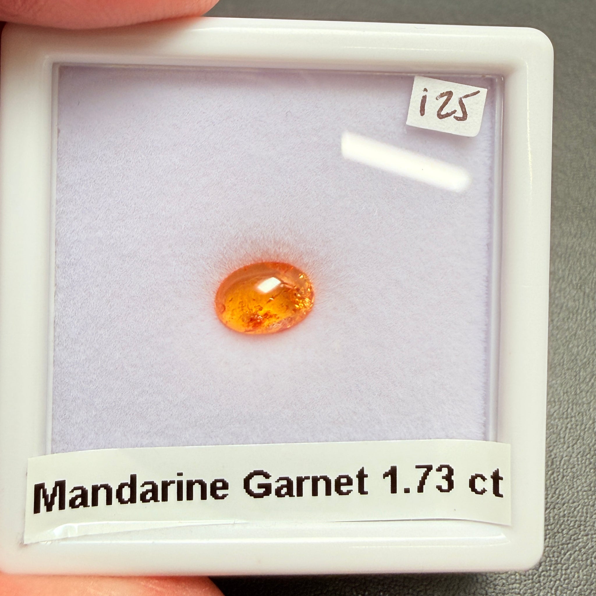 Mandarin Spessartite Cabochon, 1.73ct, Loliondo, Tanzania, Untreated Unheated