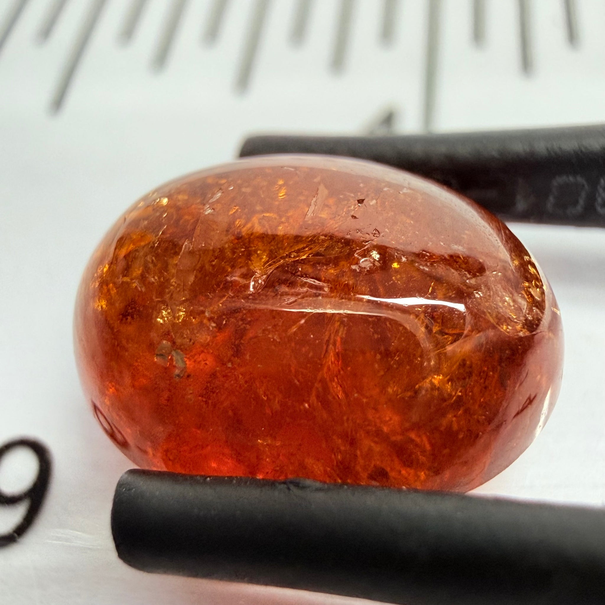Mandarin Garnet Cabochon, Reddish Orange, 5.94ct, Tanzania, Untreated Unheated