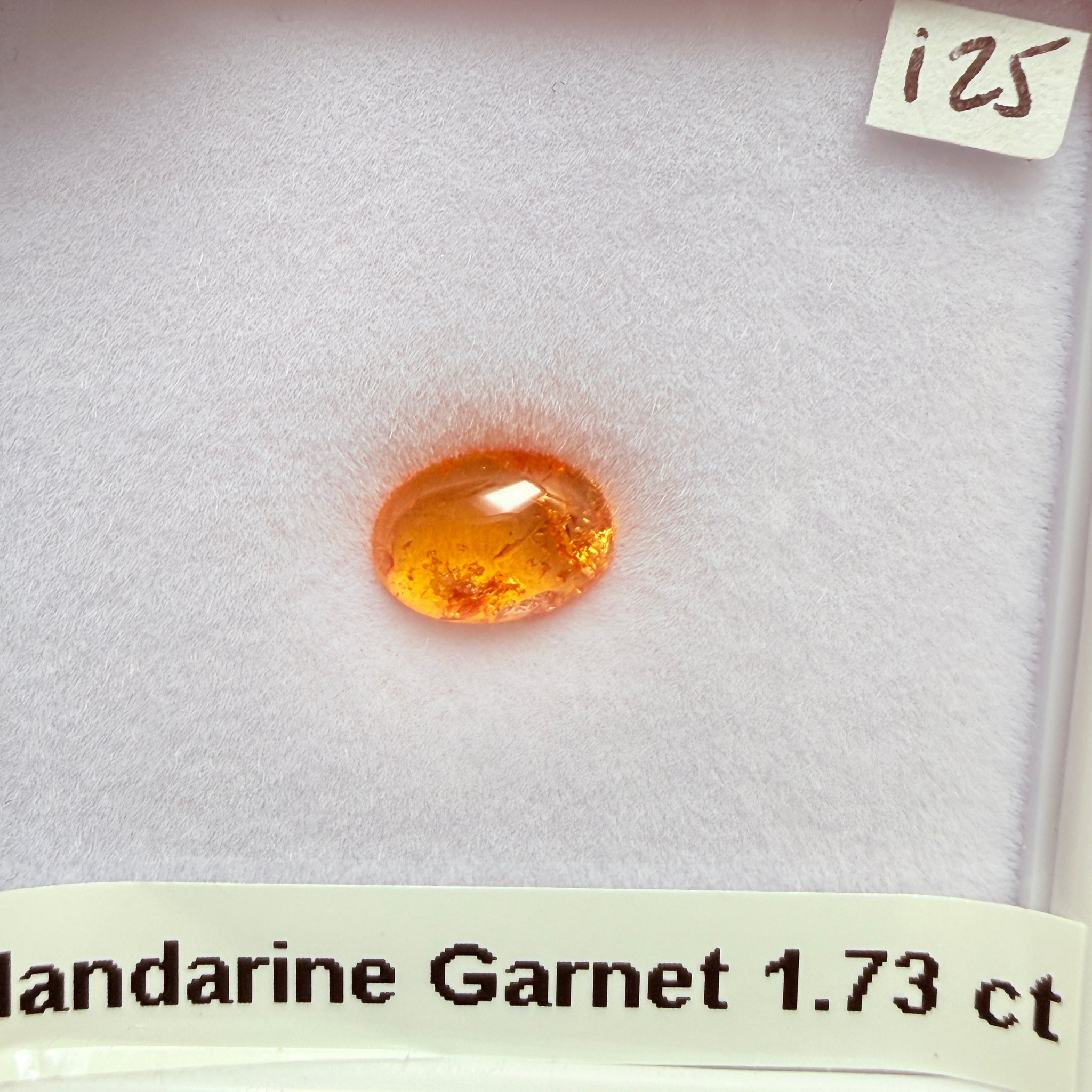 Mandarin Spessartite Cabochon, 1.73ct, Loliondo, Tanzania, Untreated Unheated
