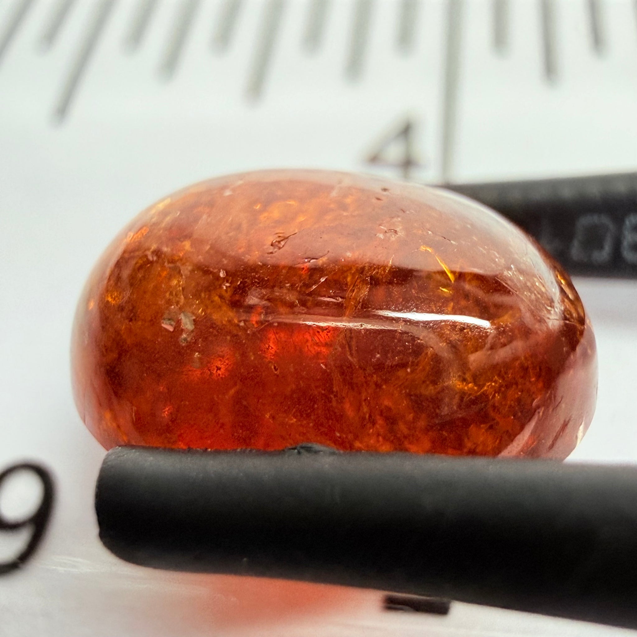 Mandarin Garnet Cabochon, Reddish Orange, 5.94ct, Tanzania, Untreated Unheated