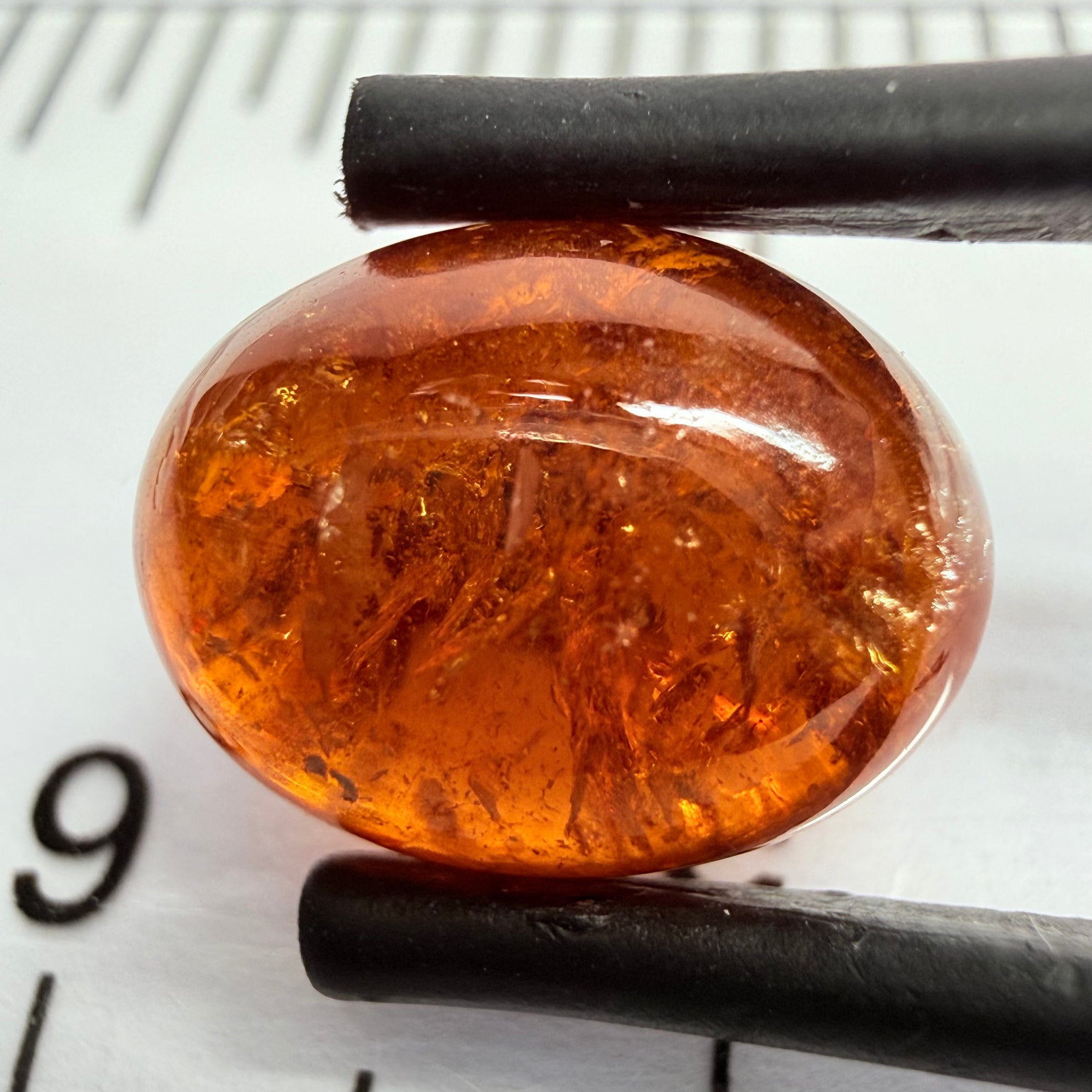 Mandarin Garnet Cabochon, Reddish Orange, 5.94ct, Tanzania, Untreated Unheated