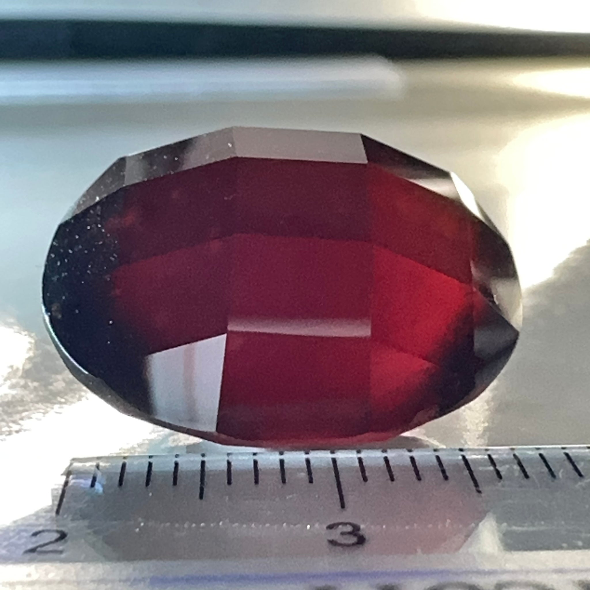 Hessonite Garnet, 33.51ct, Faceted Checkerboard Top, Tanzania, Untreated Unheated, a very slight chip on the girdle