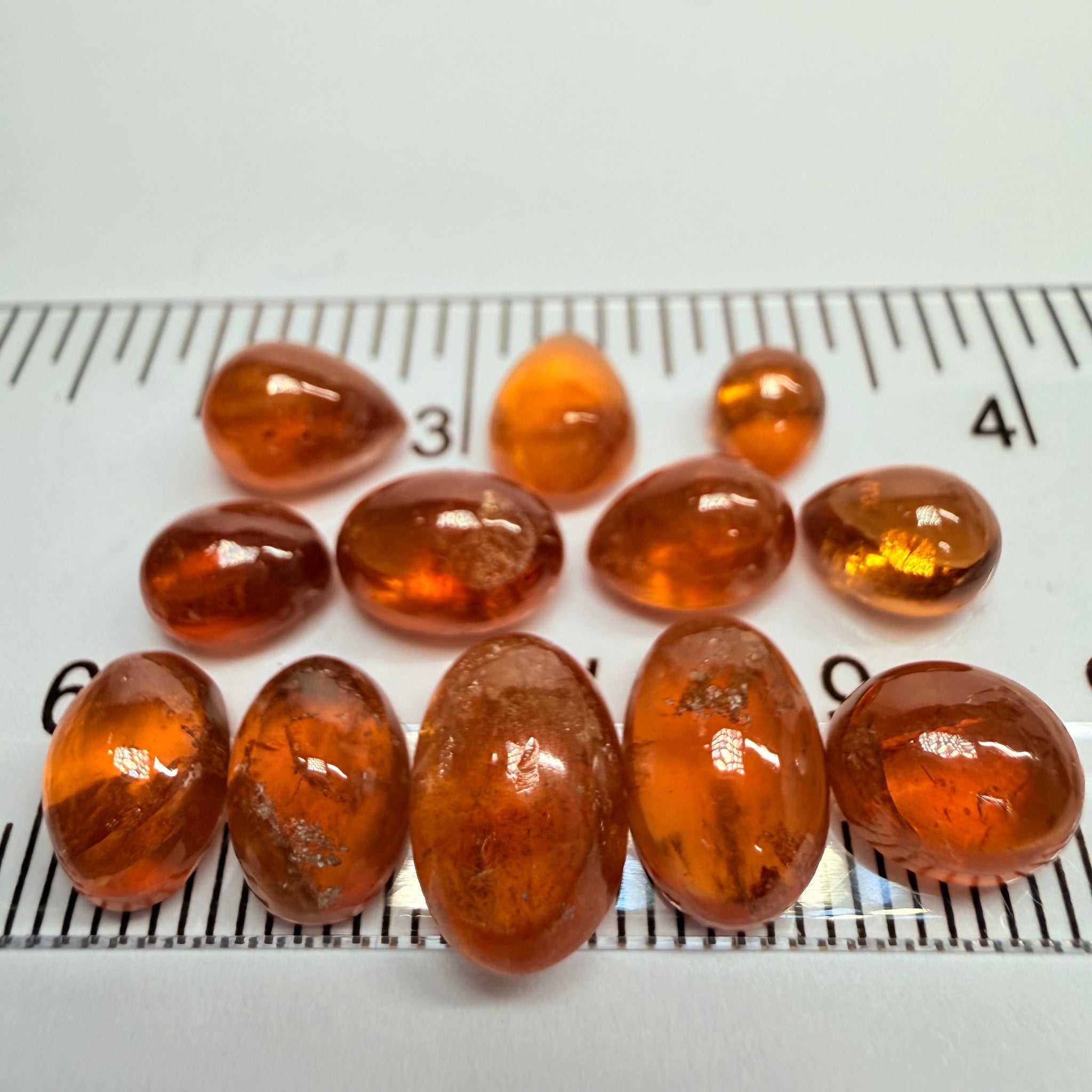 Mandarin Garnet Cabochon Lot, Reddish Orange, 28.01ct, Tanzania, Untreated Unheated, slightly lower quality than the other ones we have on website