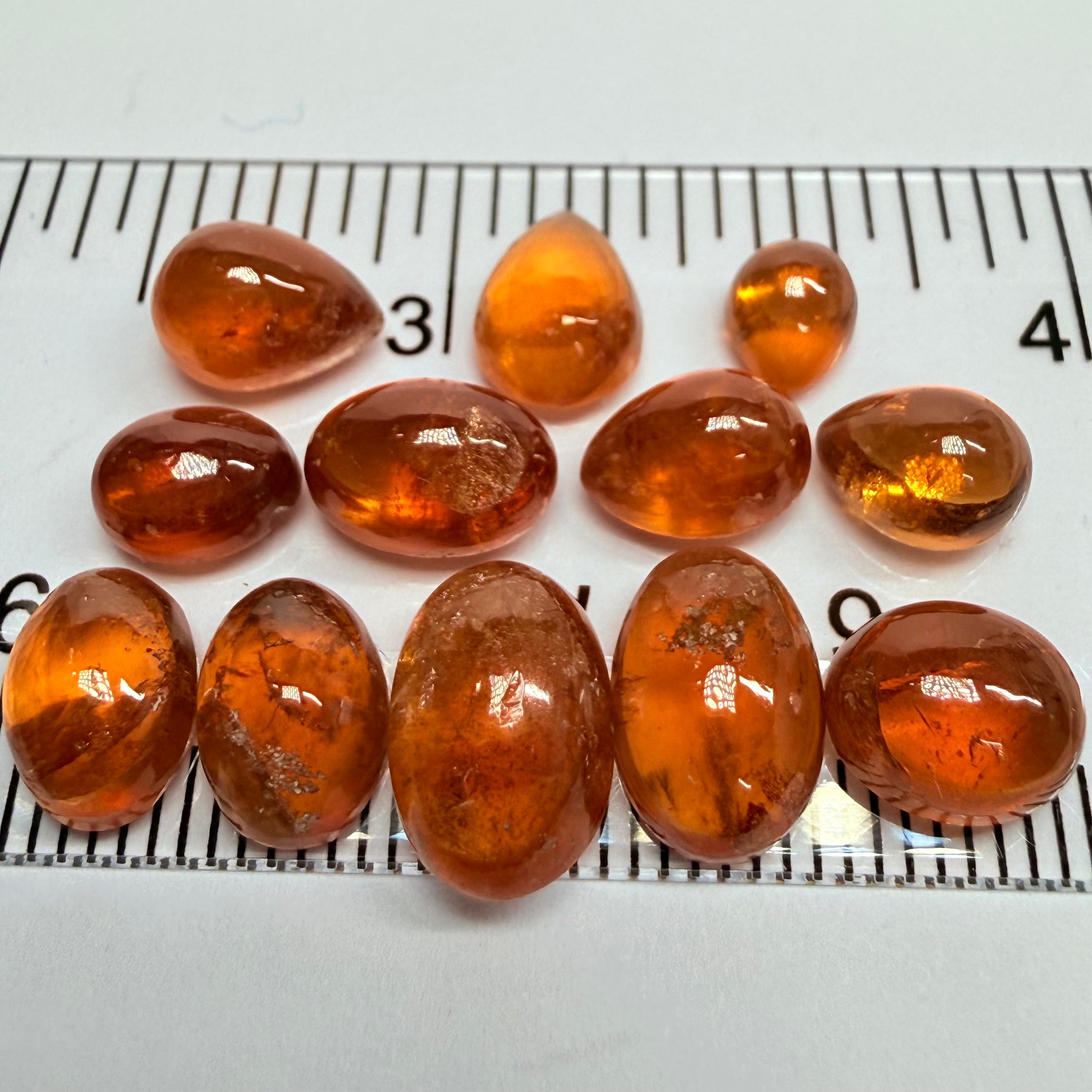 Mandarin Garnet Cabochon Lot, Reddish Orange, 28.01ct, Tanzania, Untreated Unheated, slightly lower quality than the other ones we have on website