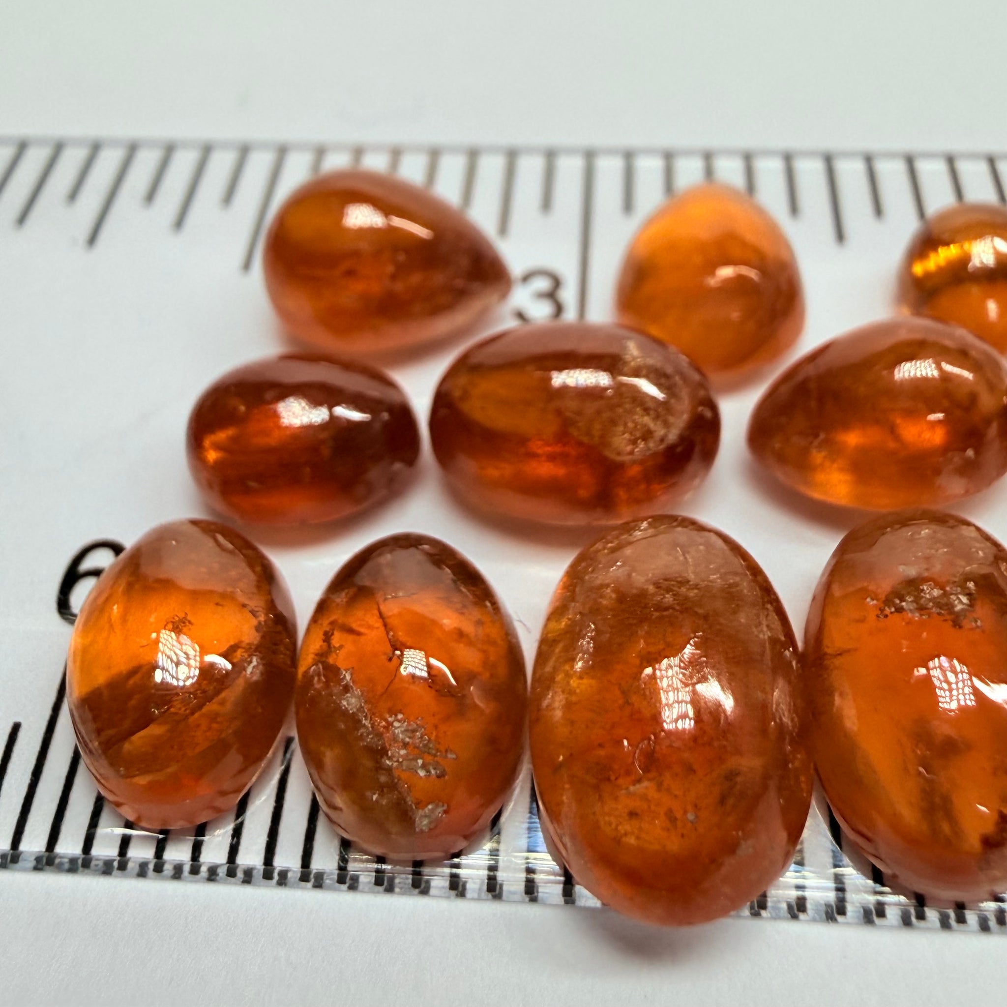 Mandarin Garnet Cabochon Lot, Reddish Orange, 28.01ct, Tanzania, Untreated Unheated, slightly lower quality than the other ones we have on website