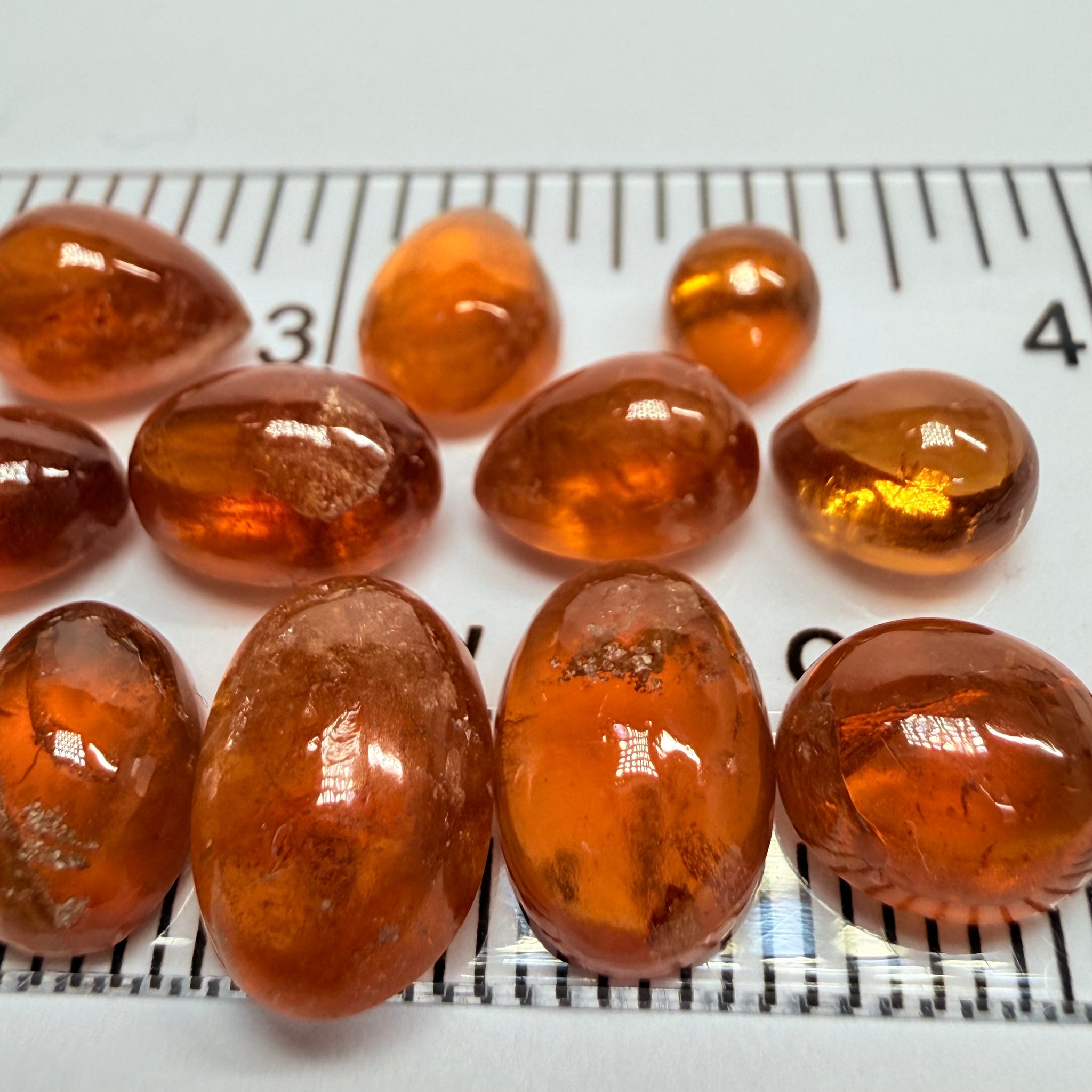 Mandarin Garnet Cabochon Lot, Reddish Orange, 28.01ct, Tanzania, Untreated Unheated, slightly lower quality than the other ones we have on website